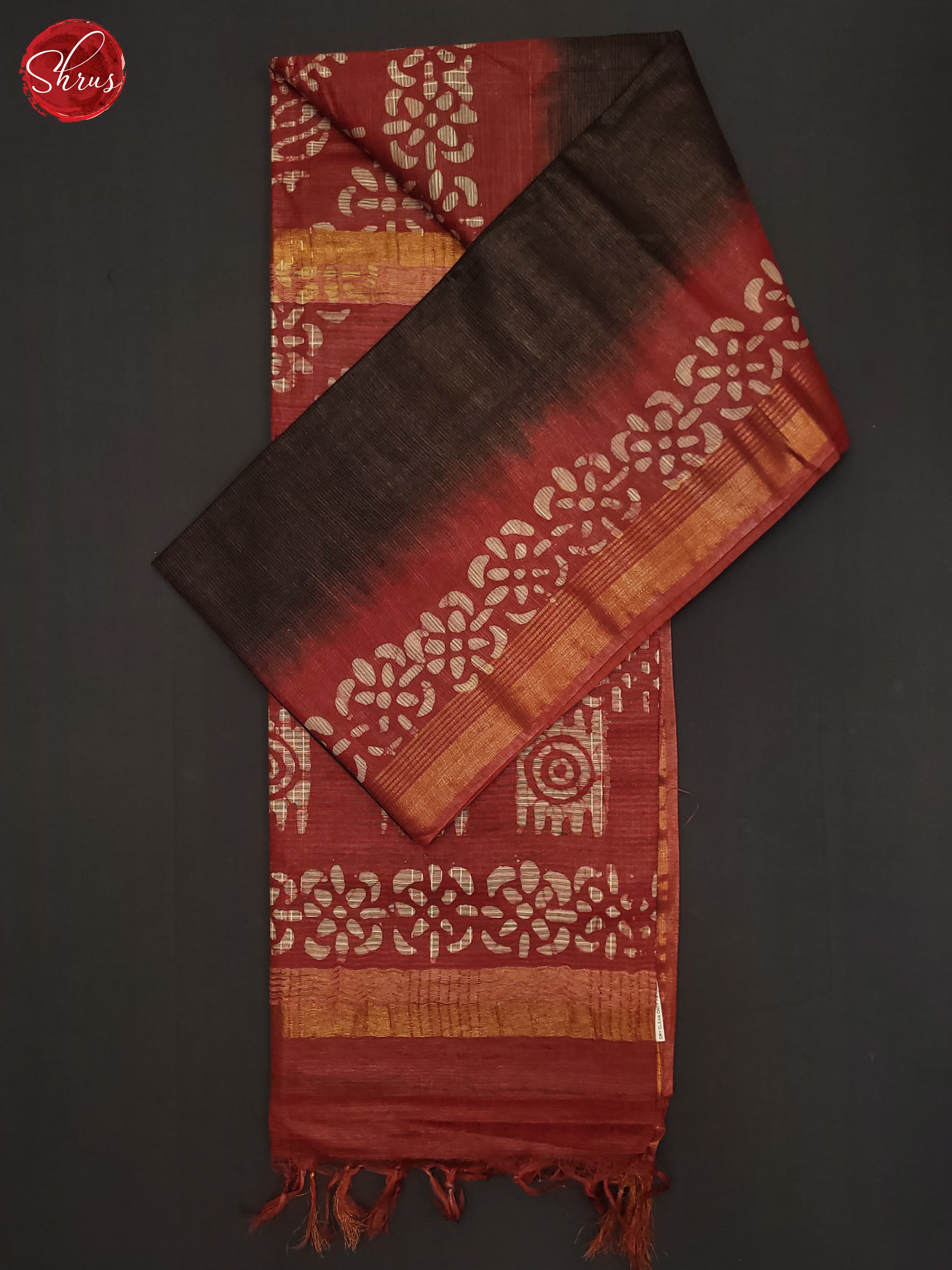 Brown & Red - Bhatik Saree - Shop on ShrusEternity.com