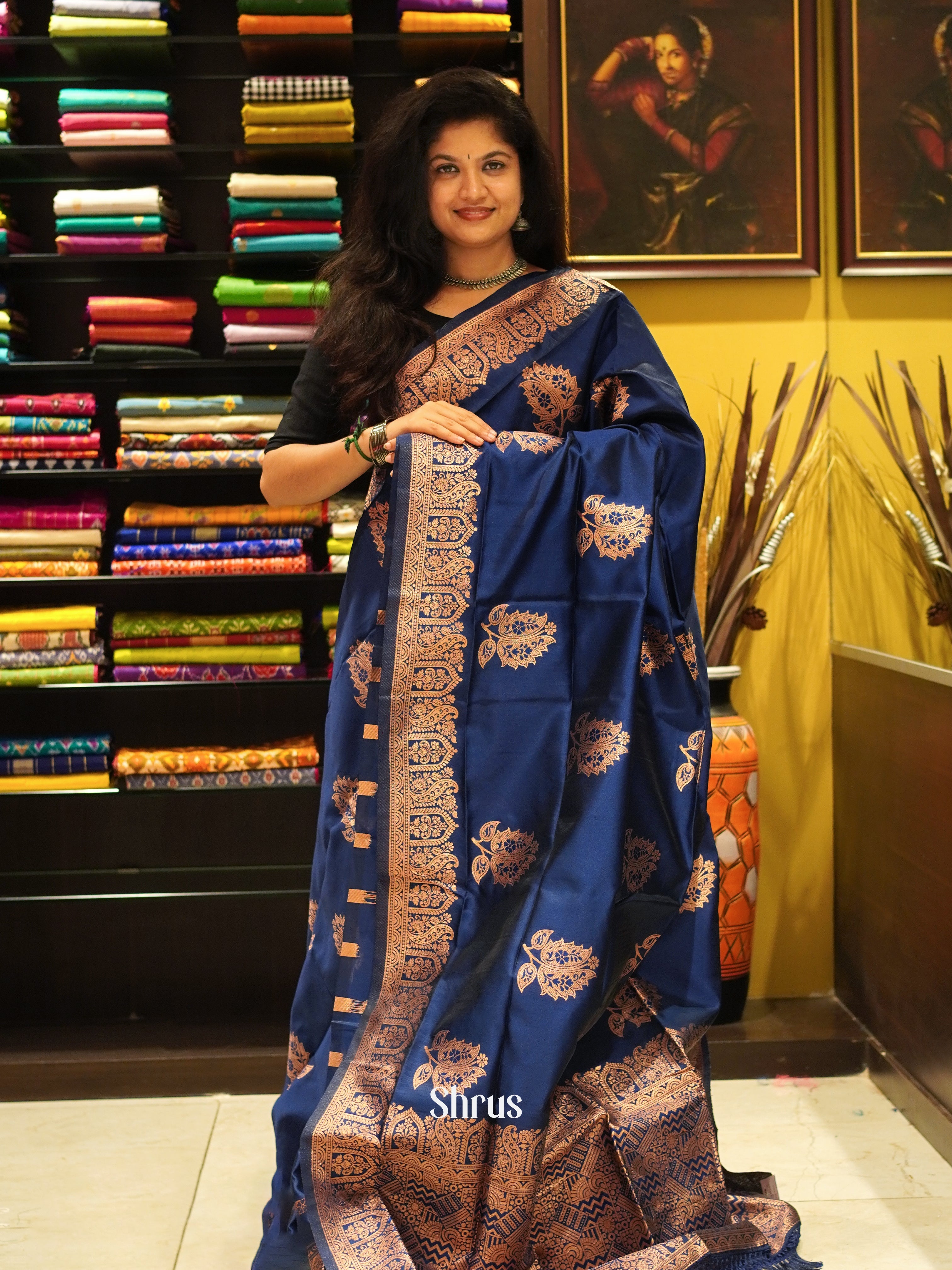 Blue(Single Tone) - Semi Softsilk Saree