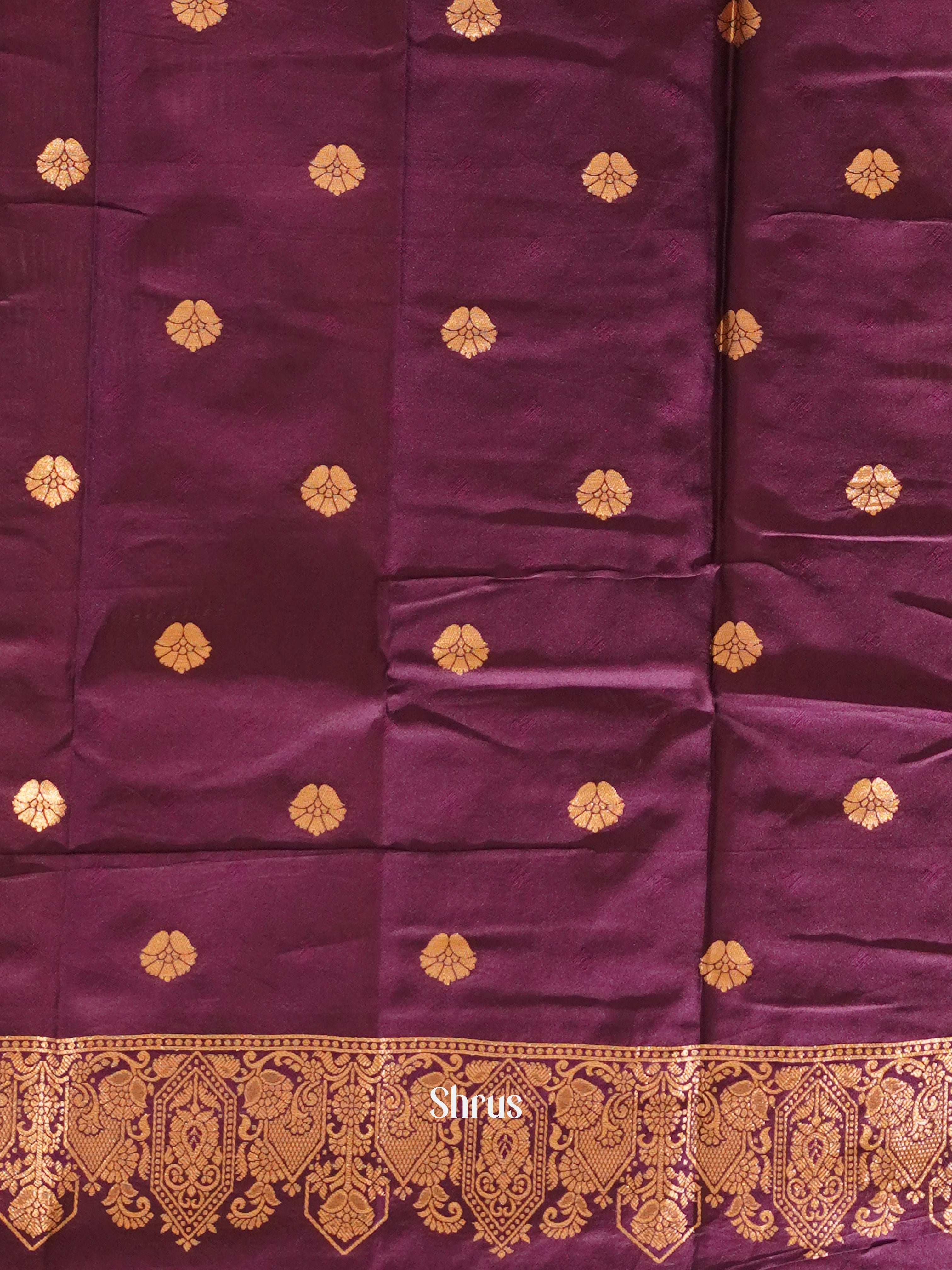 Wine(Single tone)-Semi soft silk saree