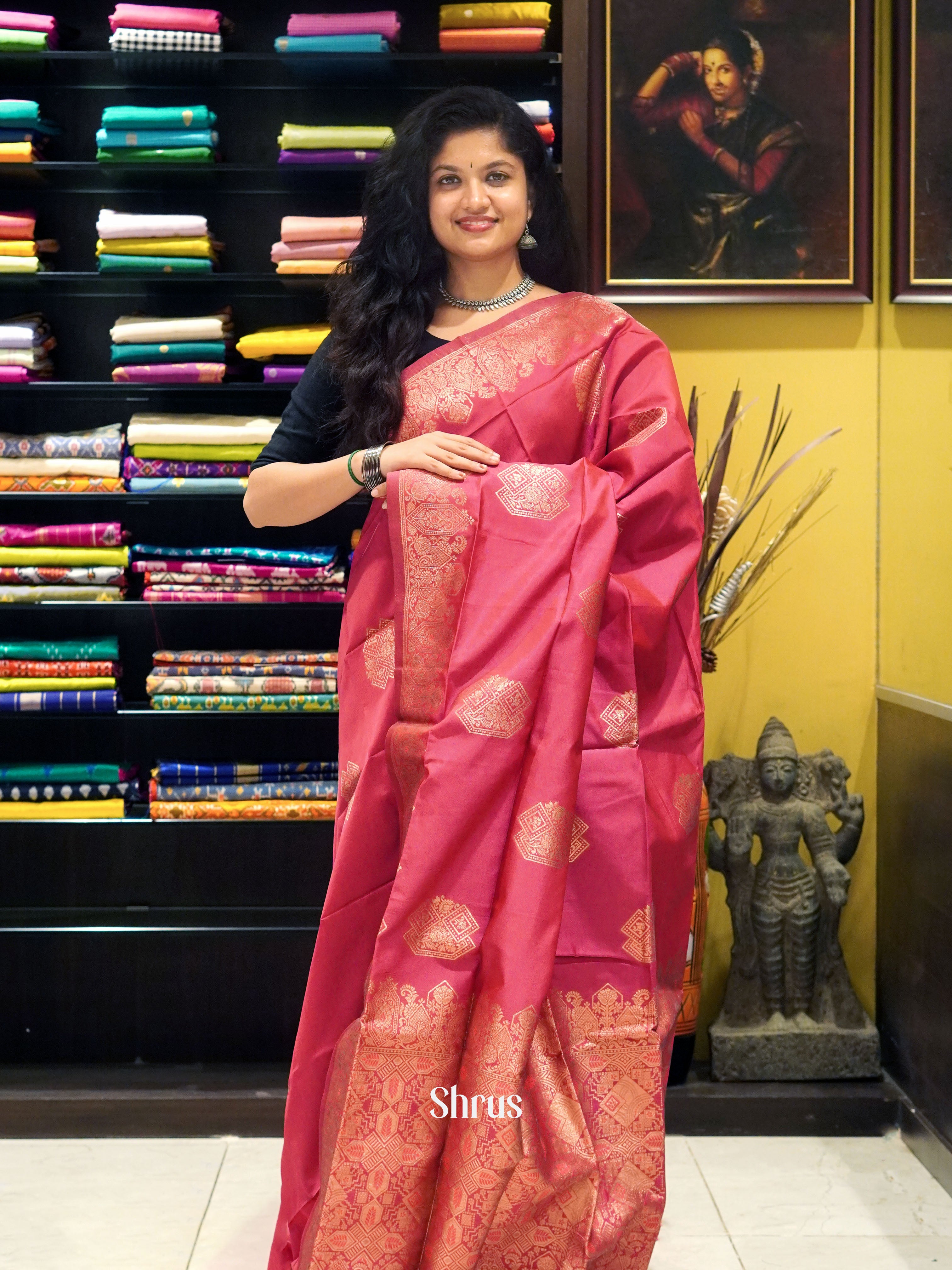 Pink(Single Tone)- Semi Soft Silk Saree