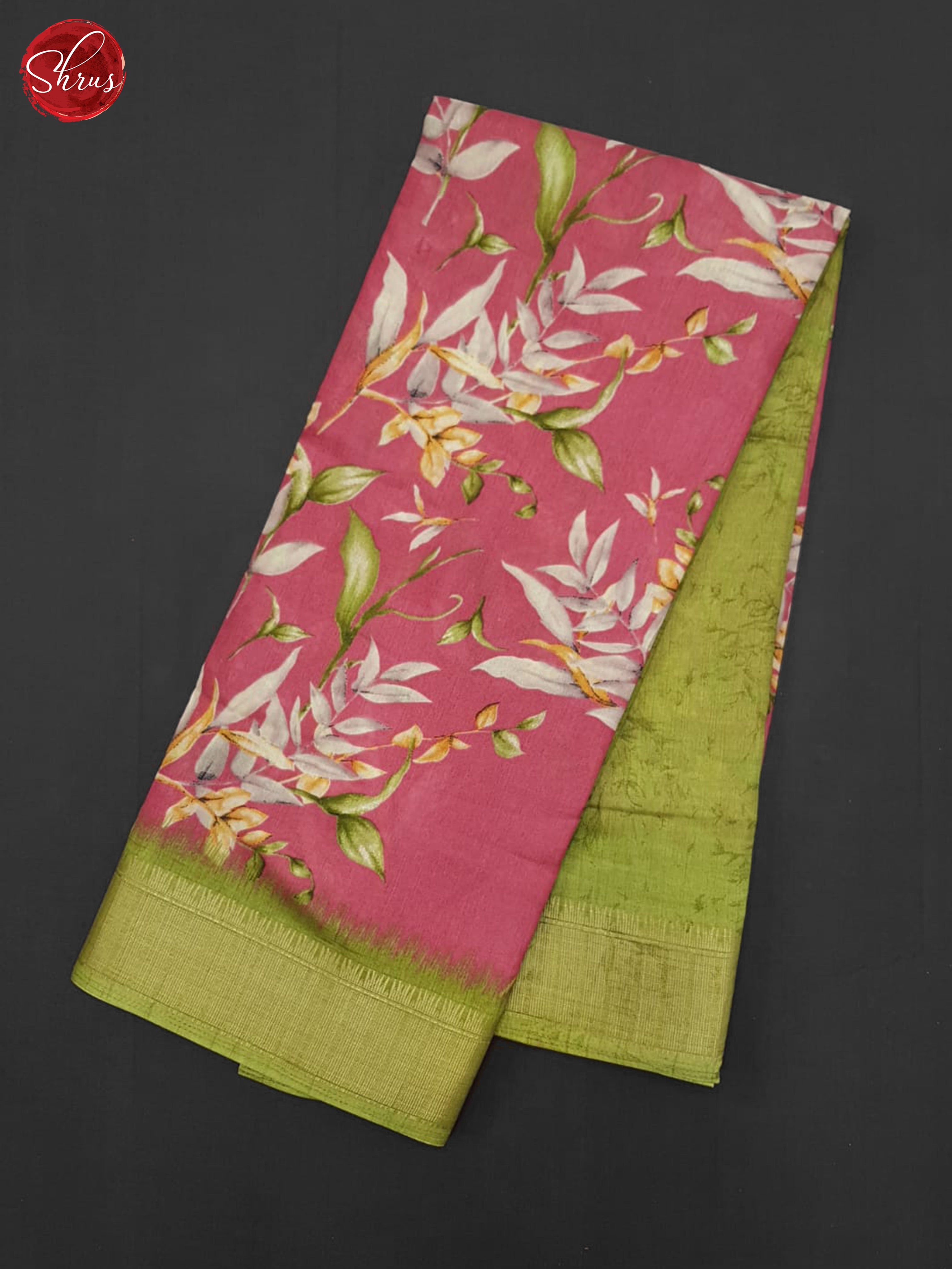 Pink & Green - Semi Crepe Saree - Shop on ShrusEternity.com