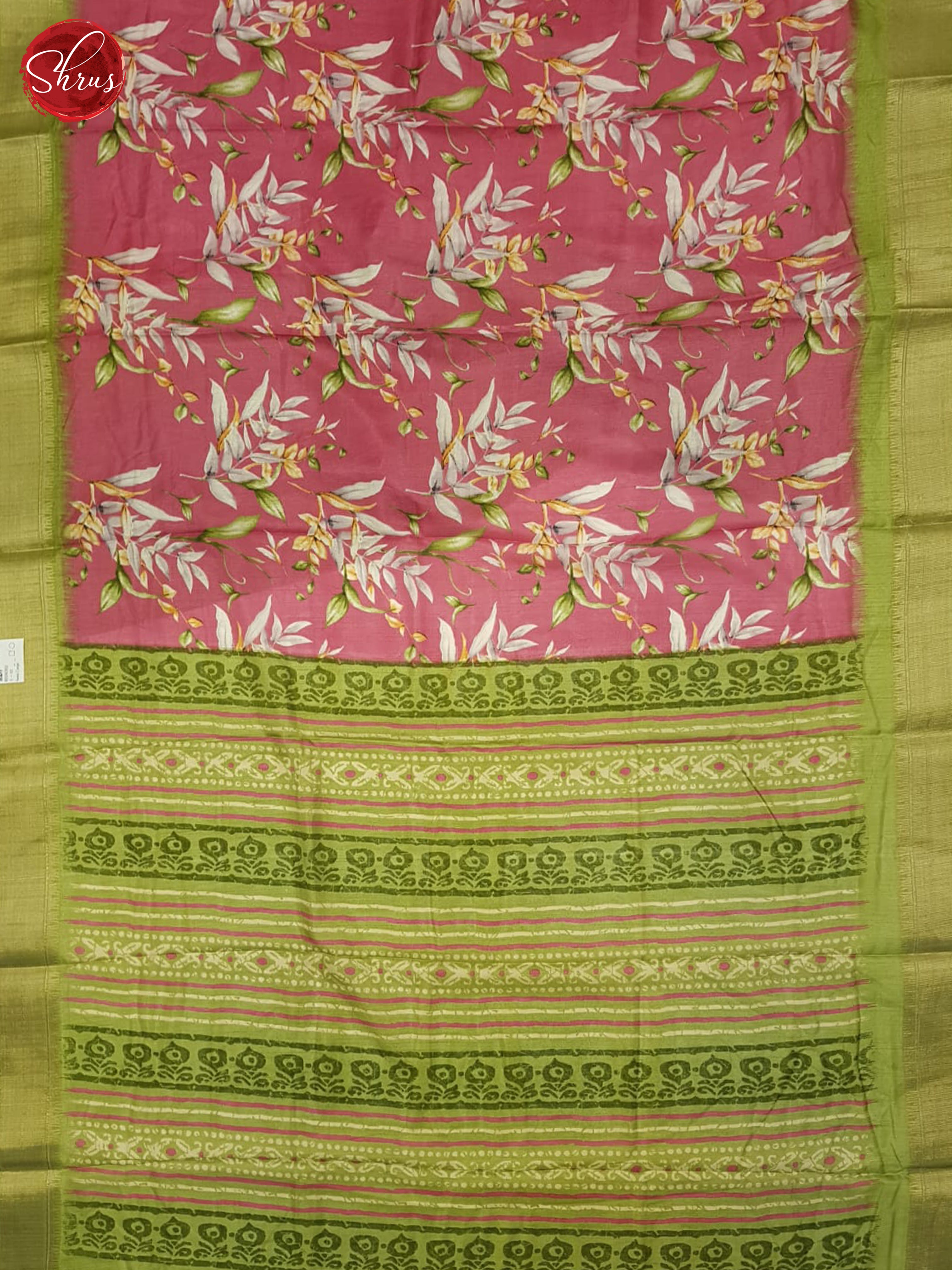 Pink & Green - Semi Crepe Saree - Shop on ShrusEternity.com