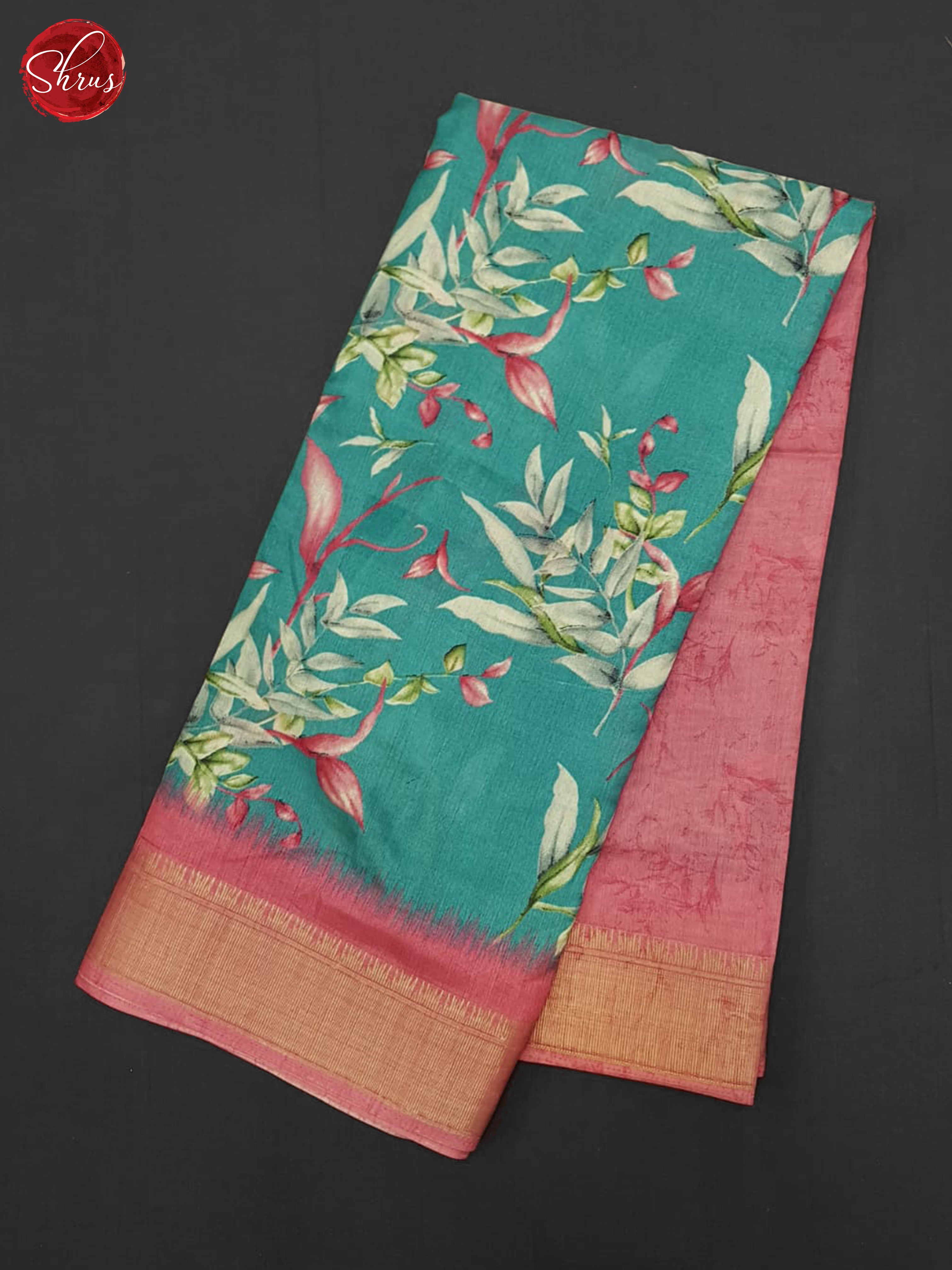 Blue & Pink  - Semi Crepe Saree - Shop on ShrusEternity.com