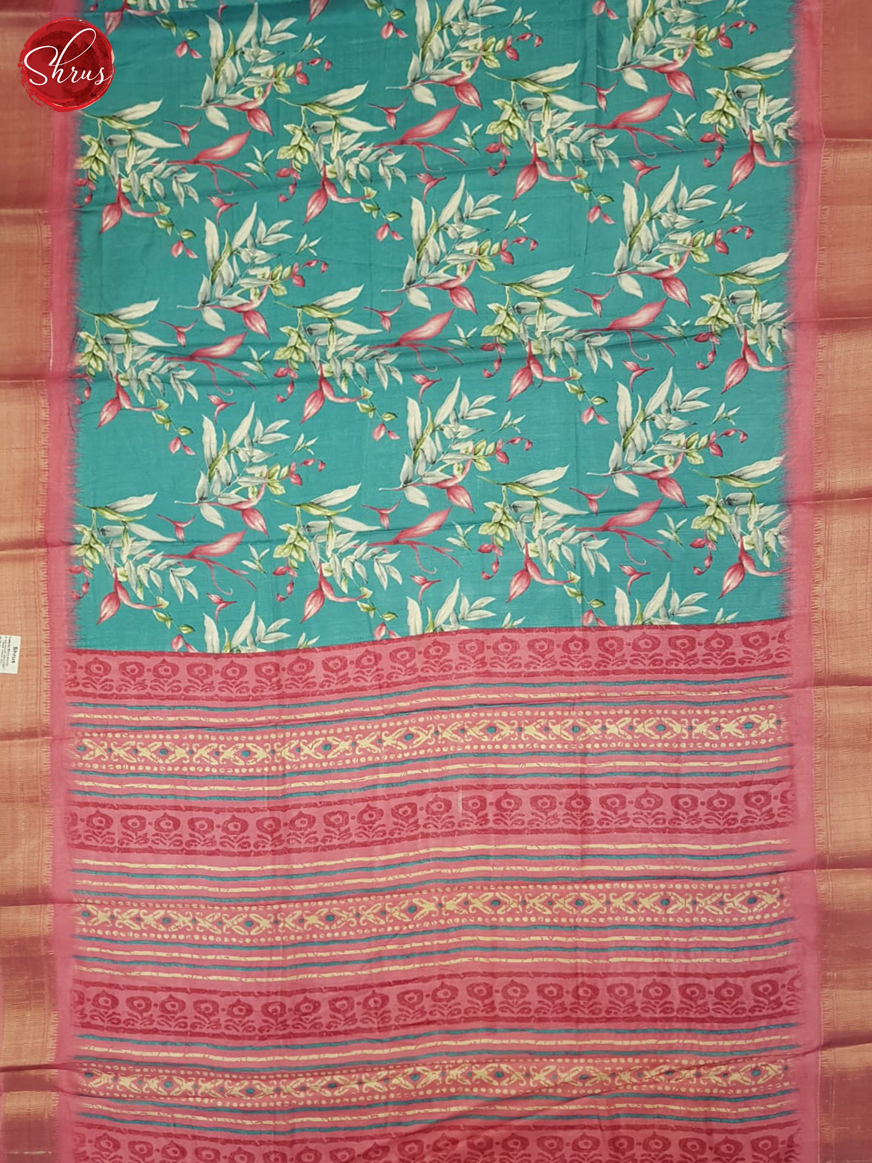 Blue & Pink  - Semi Crepe Saree - Shop on ShrusEternity.com