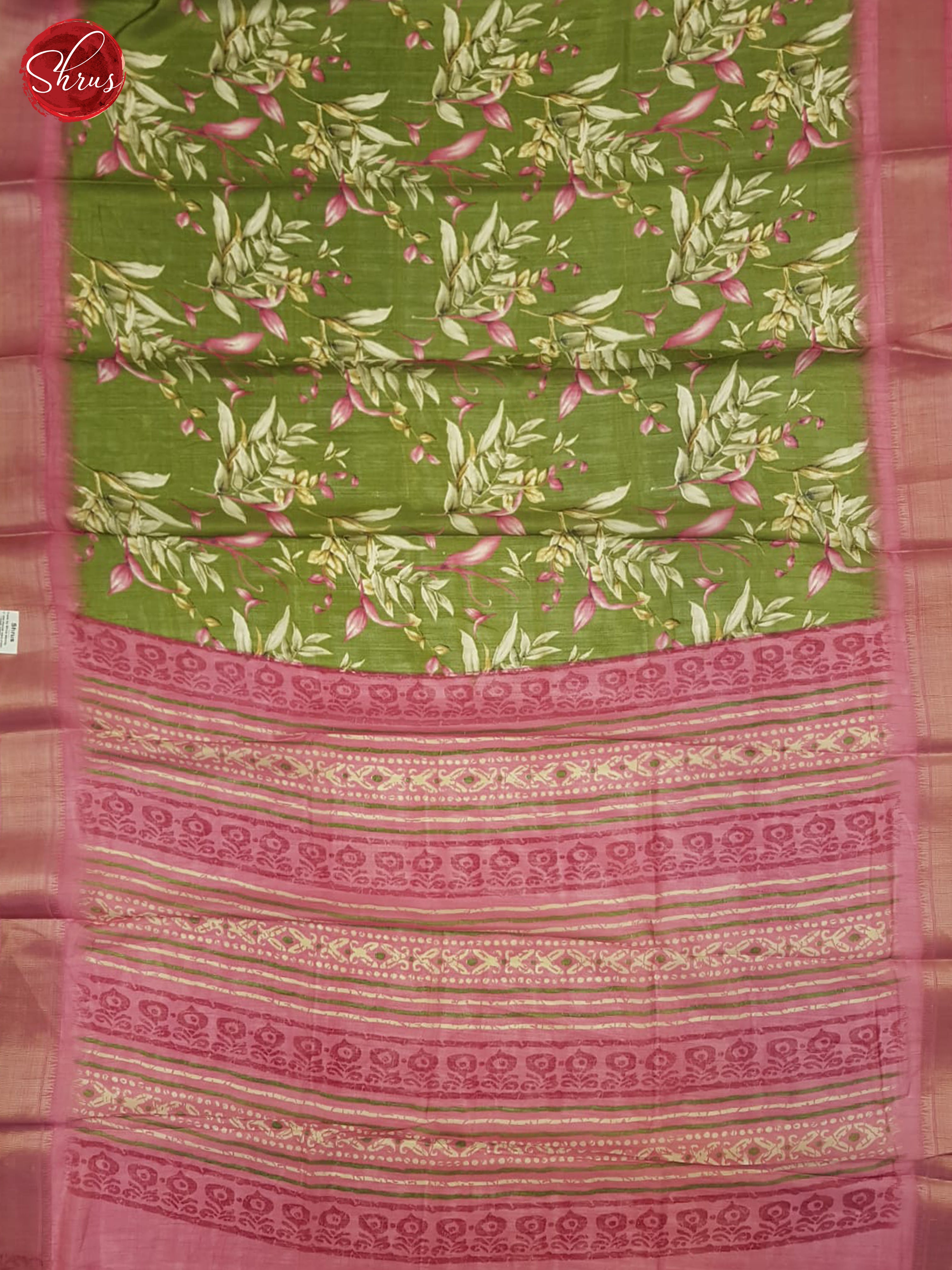 Green &Pink - Semi Crepe Saree - Shop on ShrusEternity.com