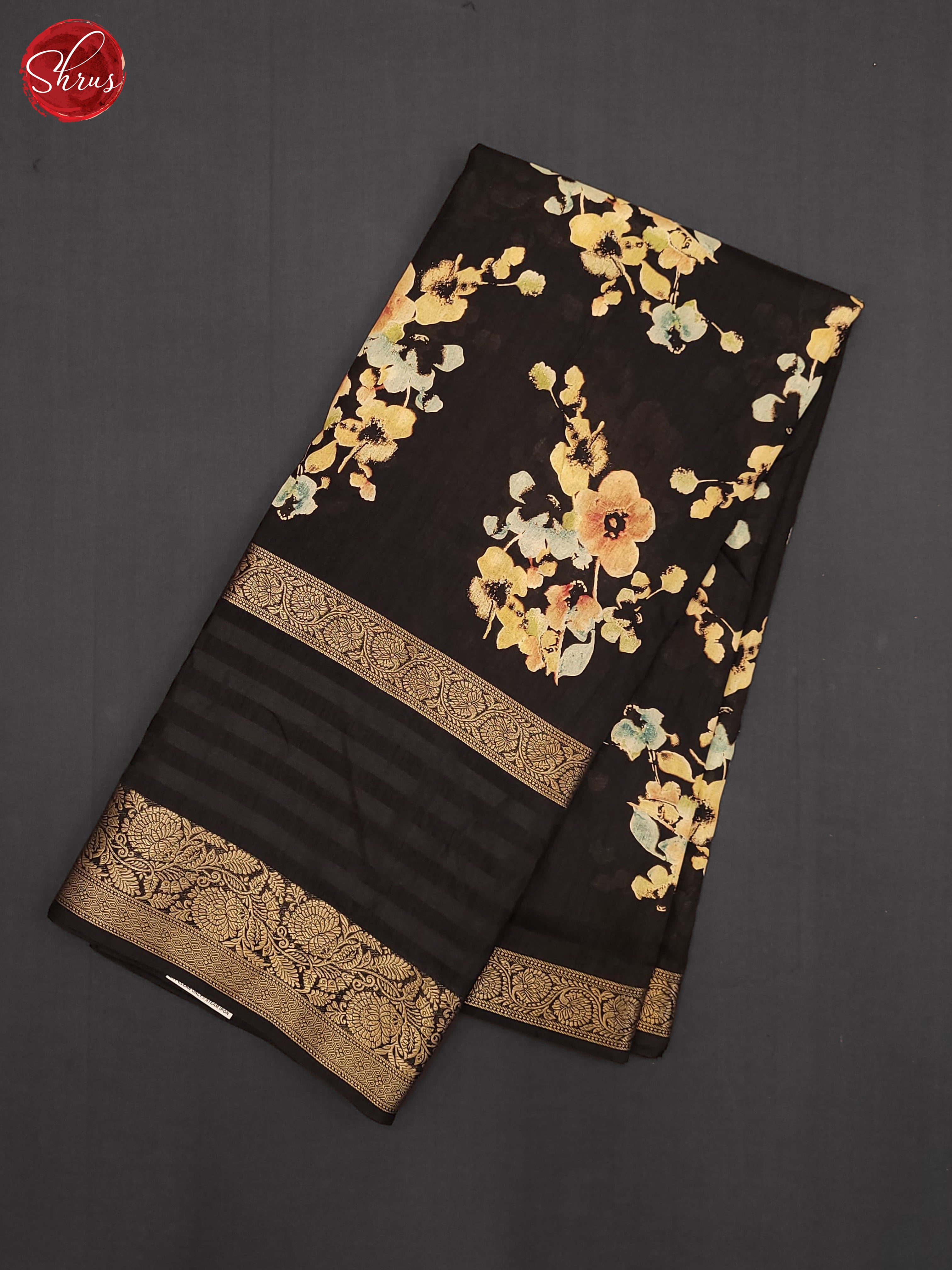 Black(Single Tone) - Semi Crepe Saree - Shop on ShrusEternity.com