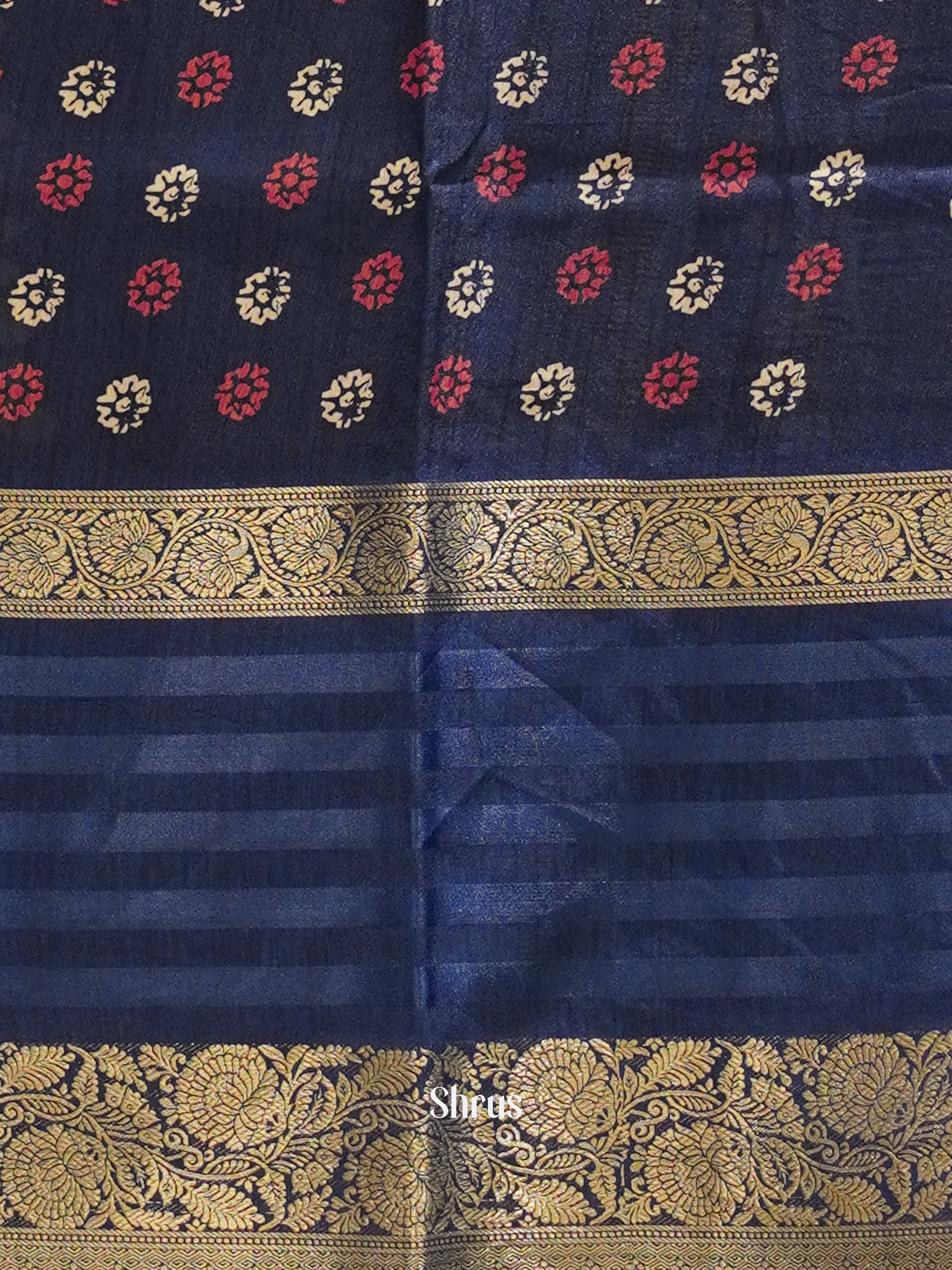 Blue(Single Tone) - Semi Crepe Saree