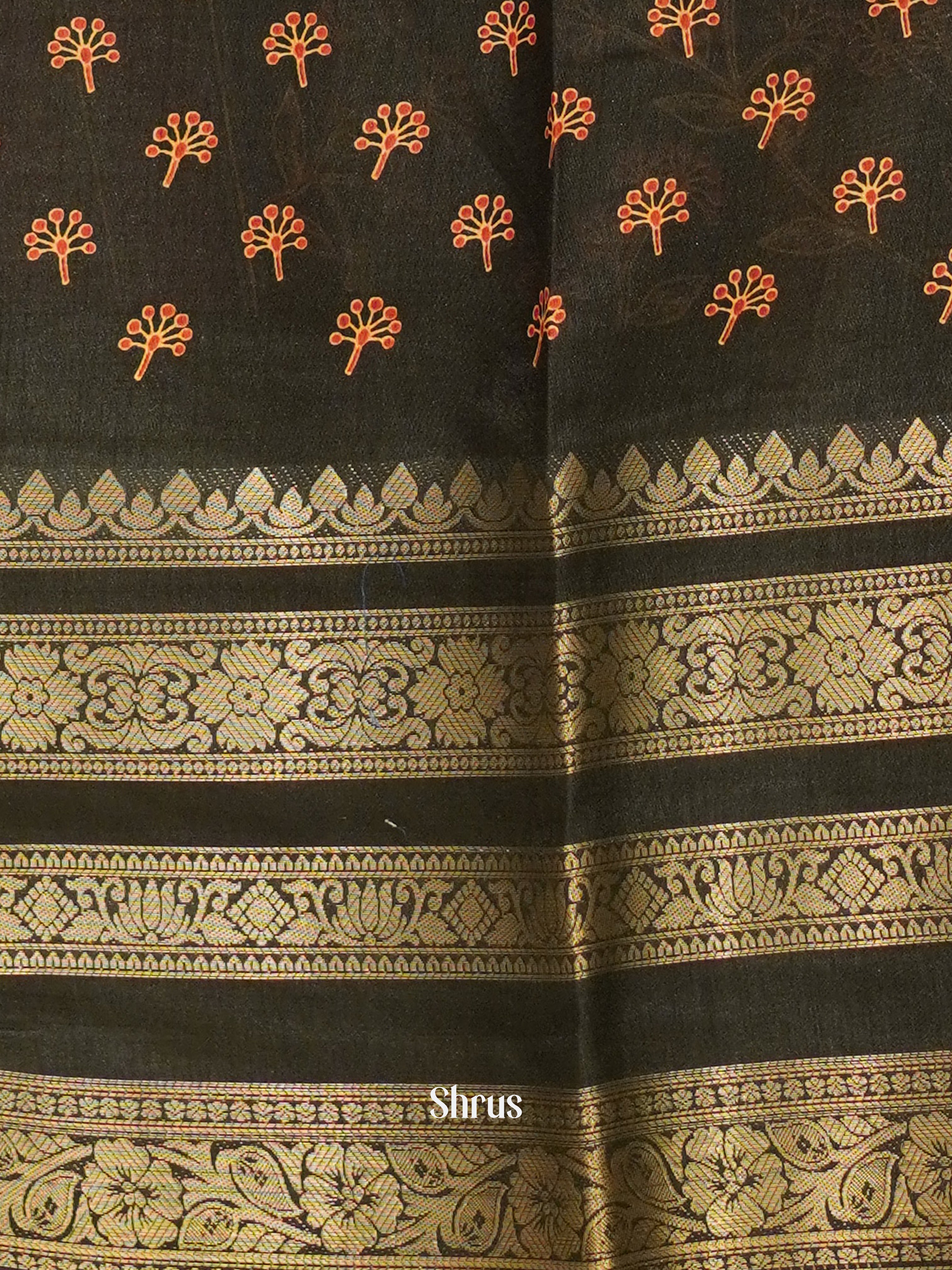 Black - Semi Crepe Saree