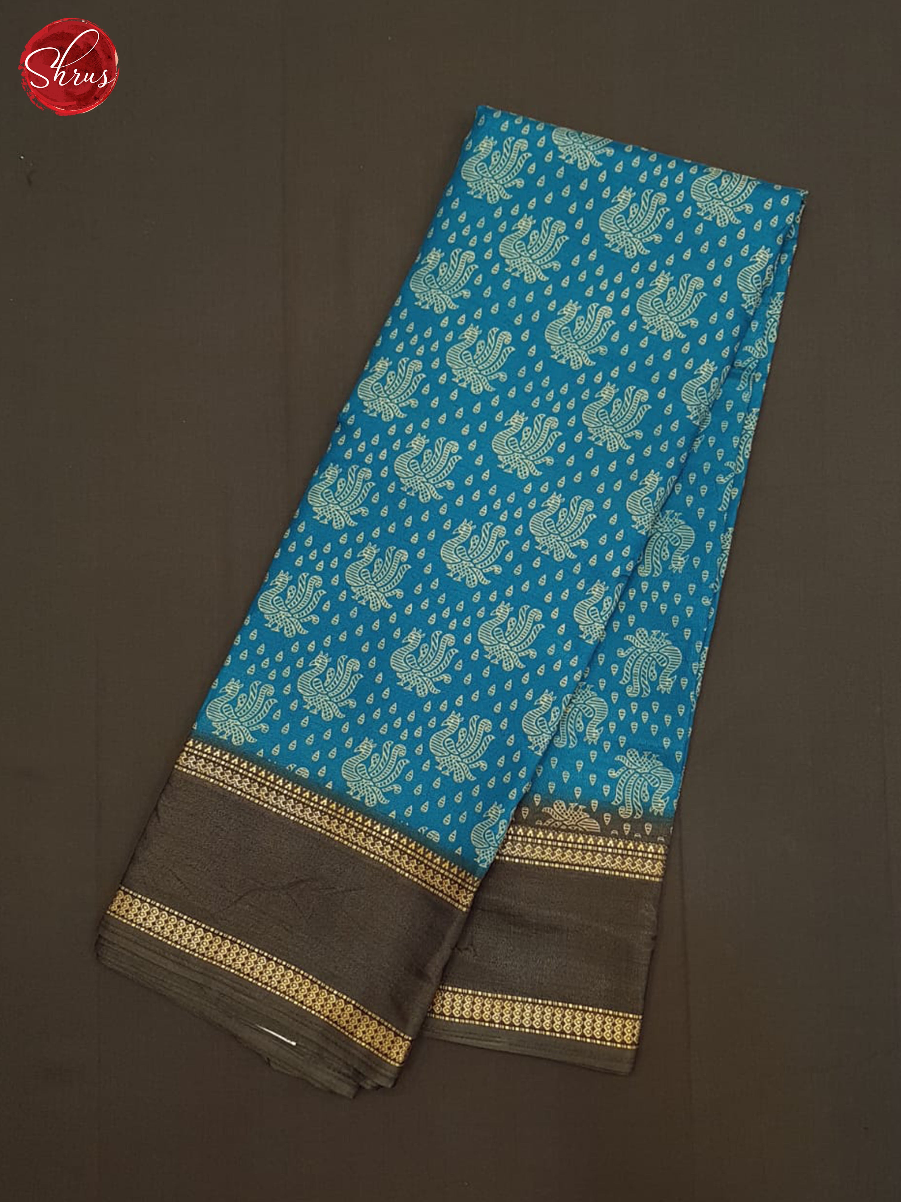 Blue And Grey- Semi crepe saree - Shop on ShrusEternity.com