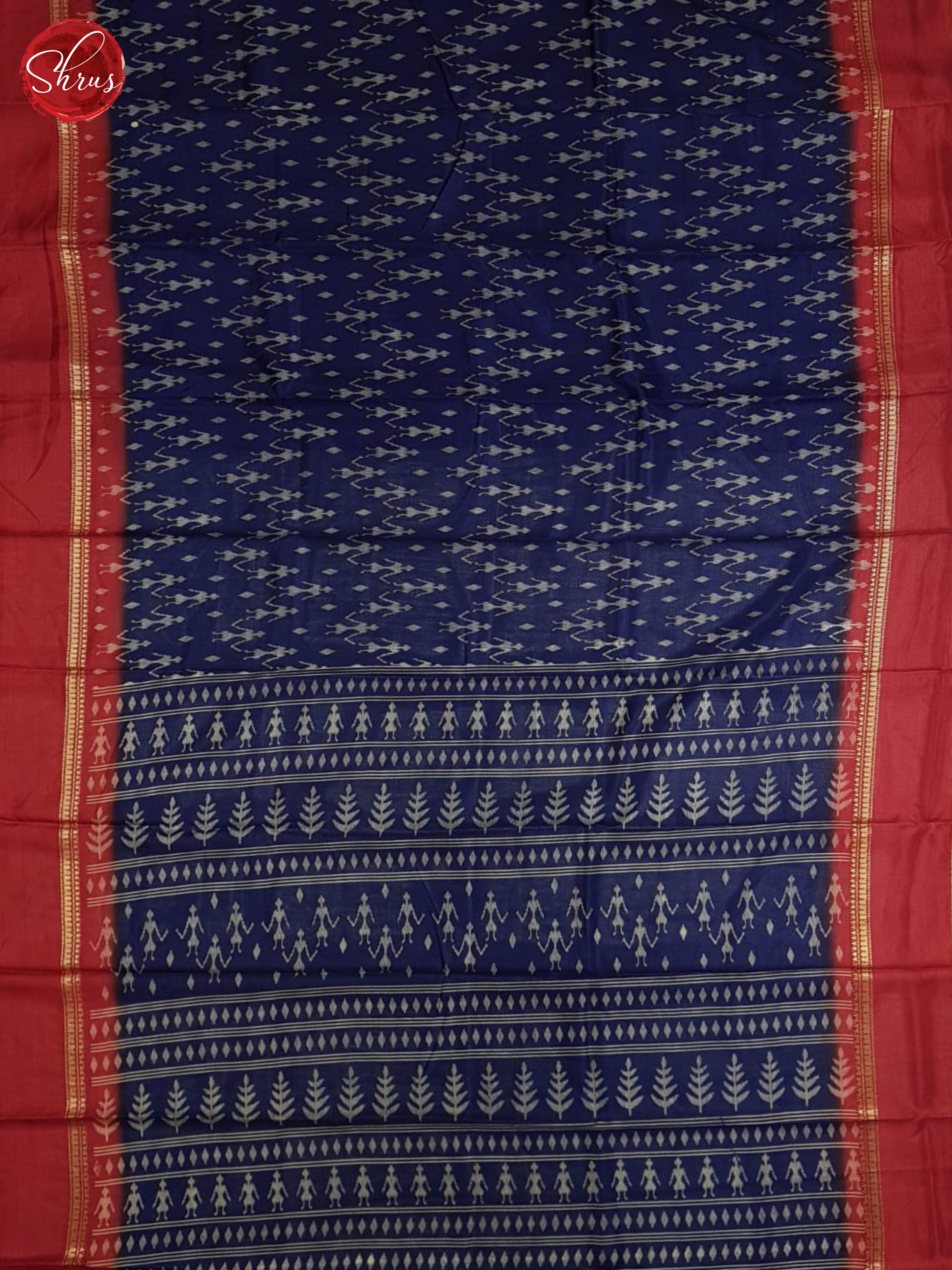 Blue And Red- Semi crepe saree - Shop on ShrusEternity.com