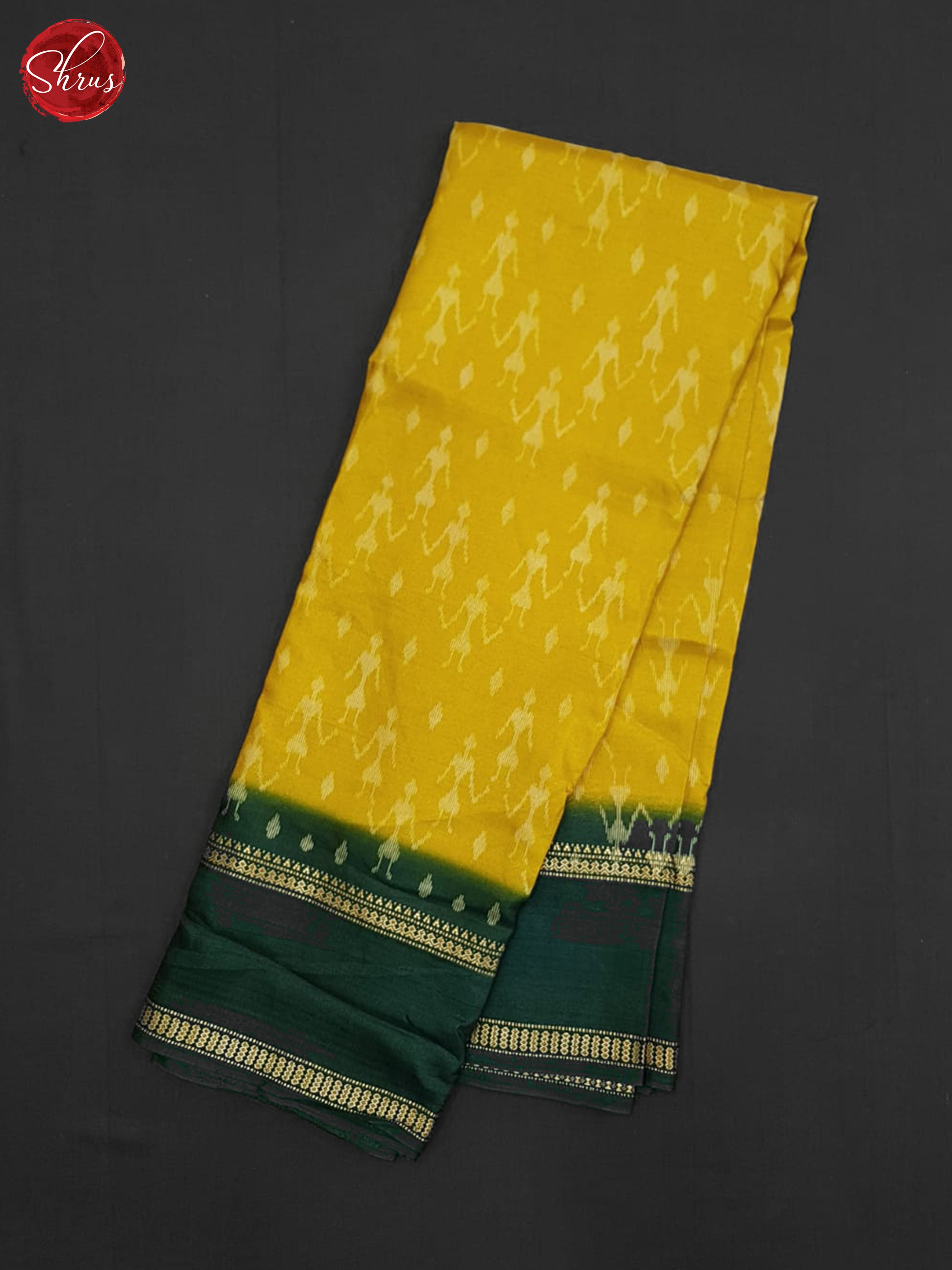 Mustard And Green- Semi Crepe Saree - Shop on ShrusEternity.com