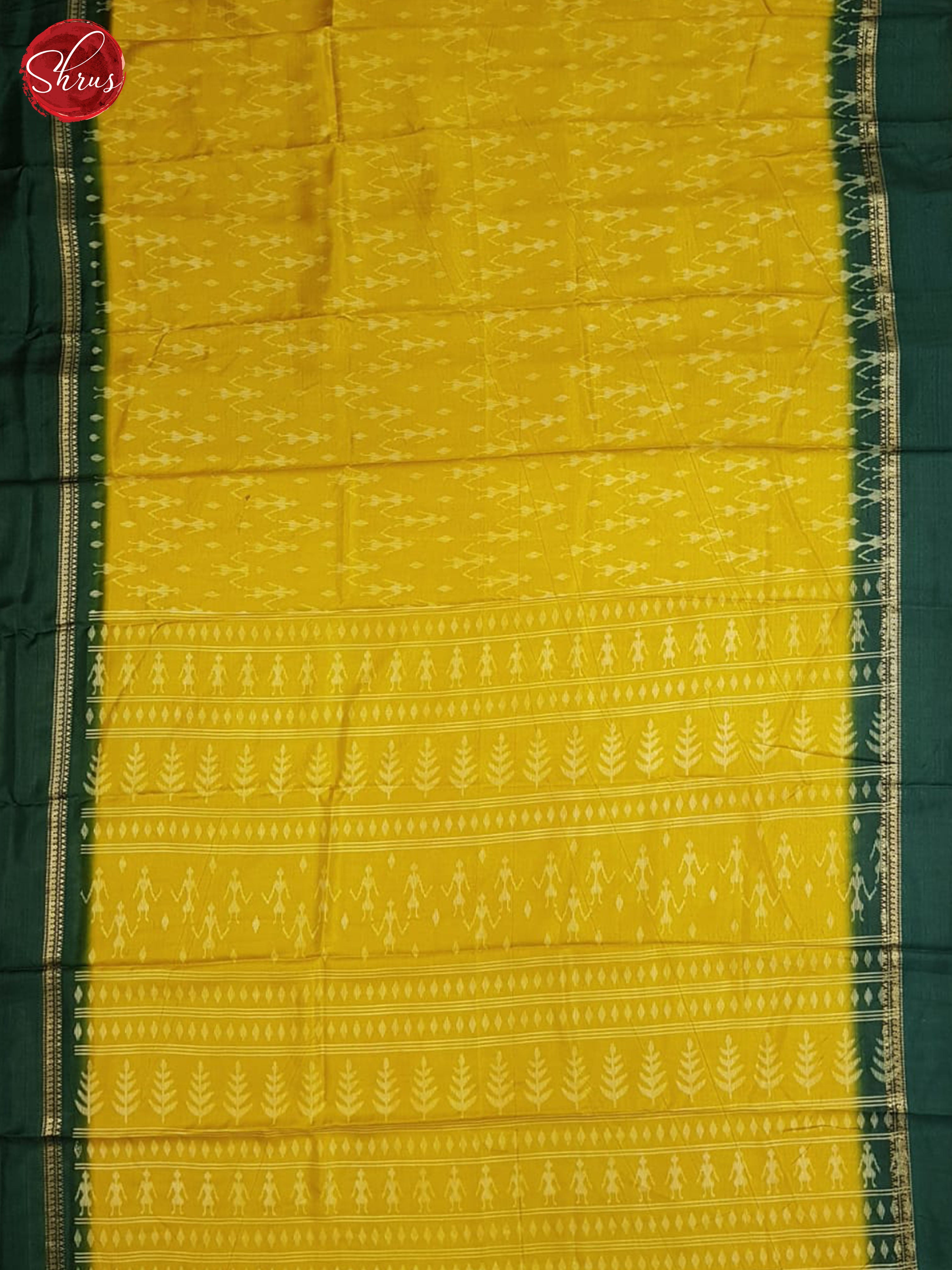 Mustard And Green- Semi Crepe Saree - Shop on ShrusEternity.com