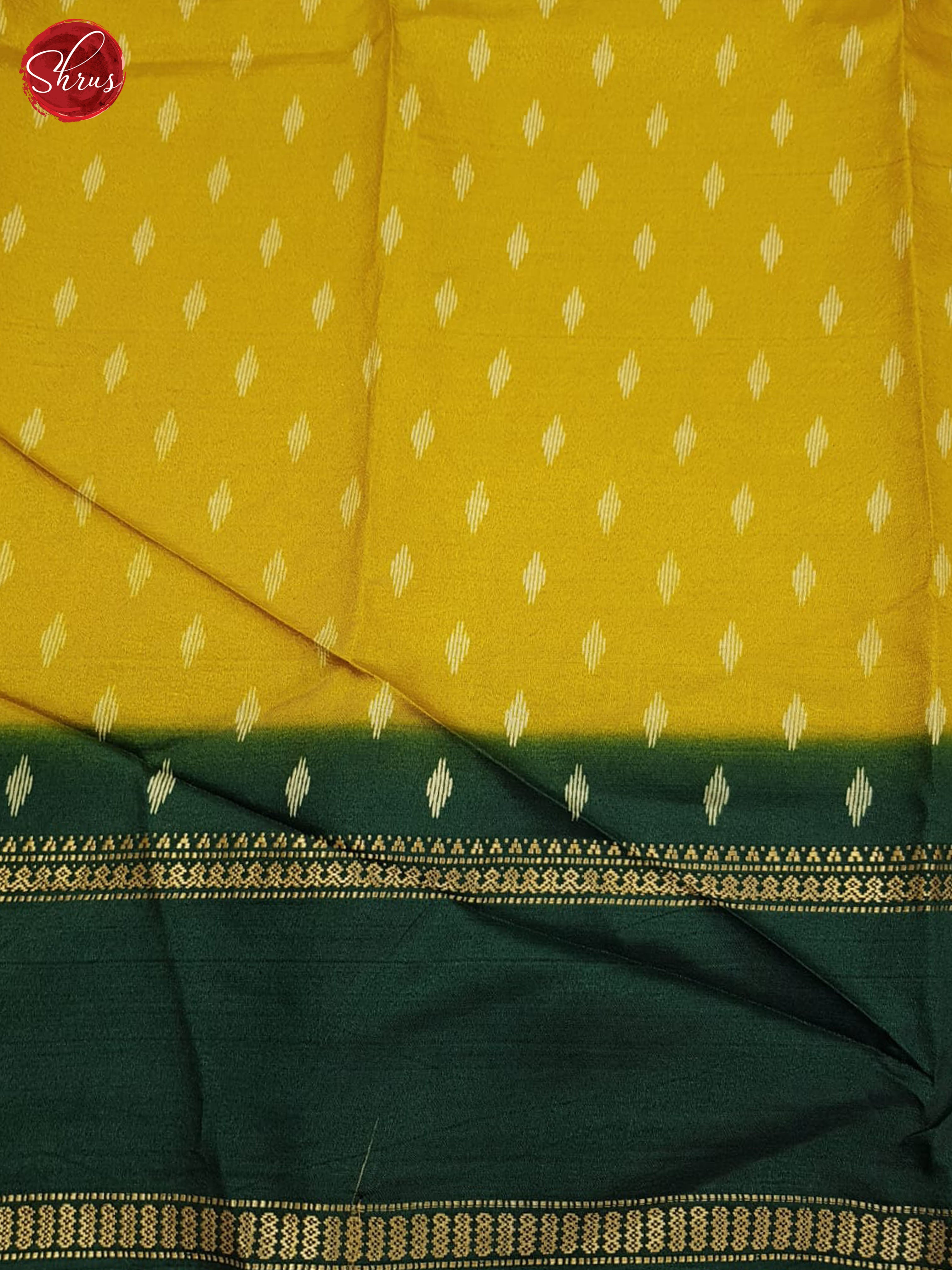 Mustard And Green- Semi Crepe Saree - Shop on ShrusEternity.com