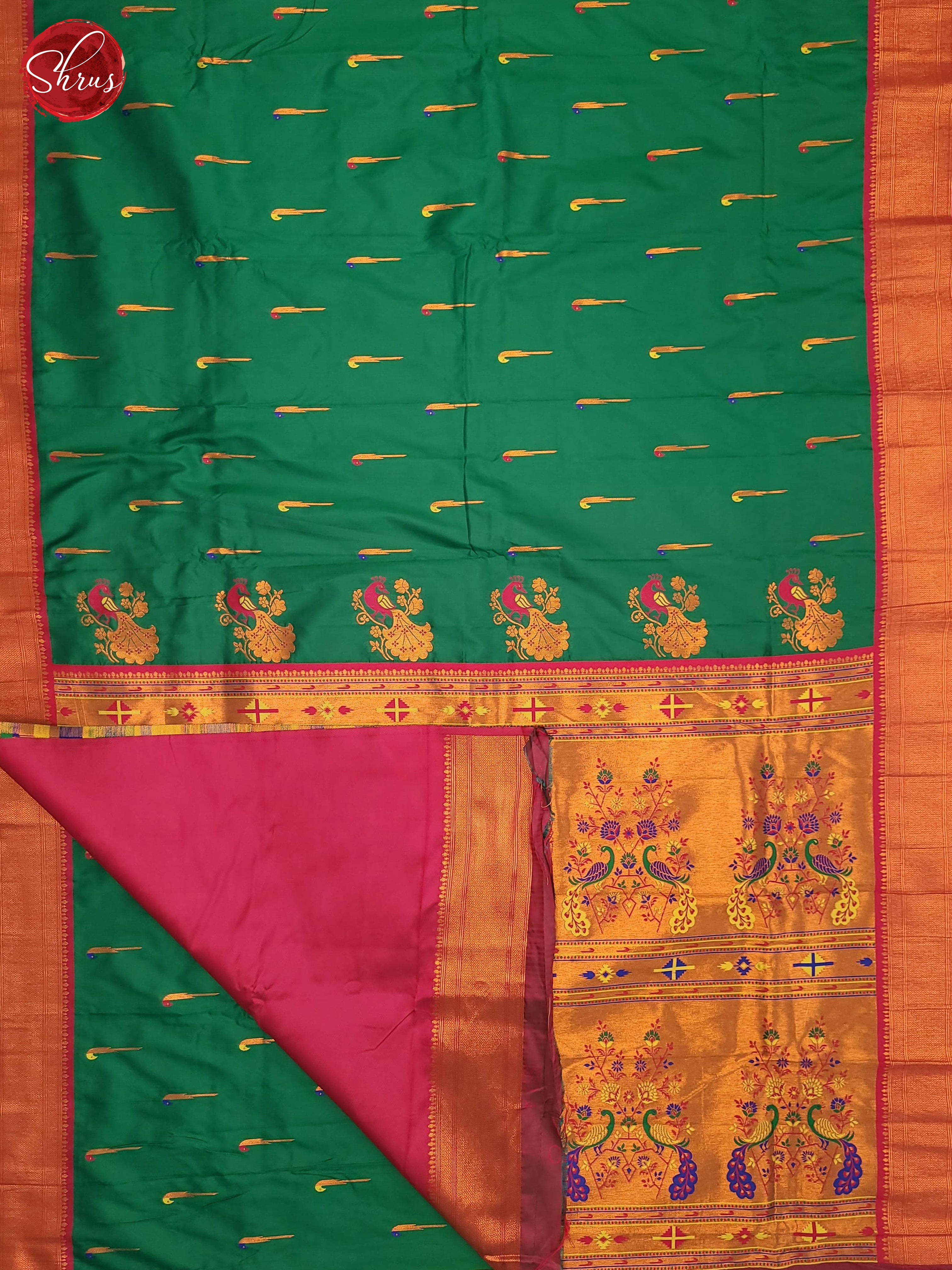 Green & Pink - Semi Paithani  Saree - Shop on ShrusEternity.com