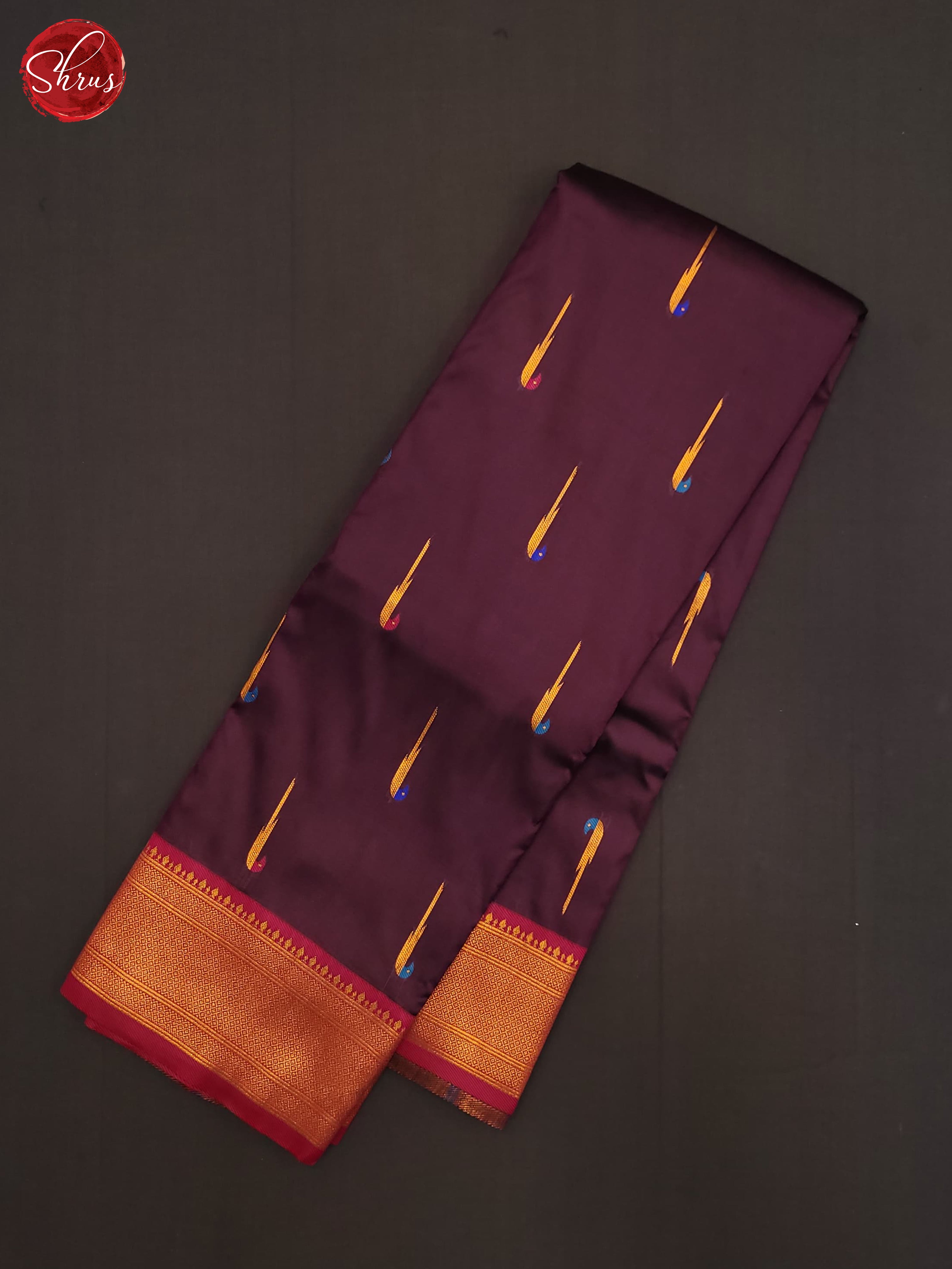 Wine & Red - Semi Paithani Saree - Shop on ShrusEternity.com