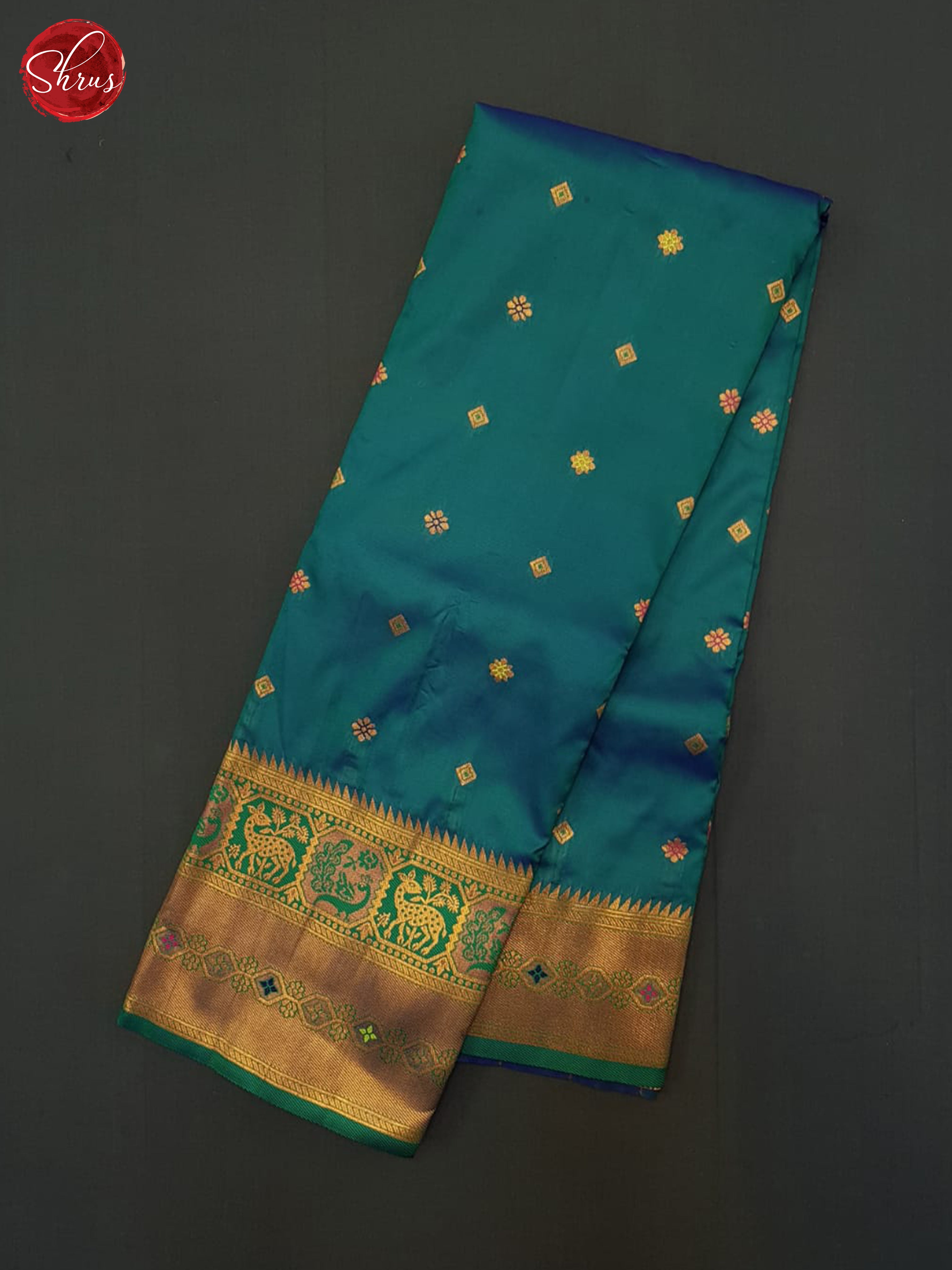 Blue(Single tone)- Semi Kanchipuram Saree - Shop on ShrusEternity.com