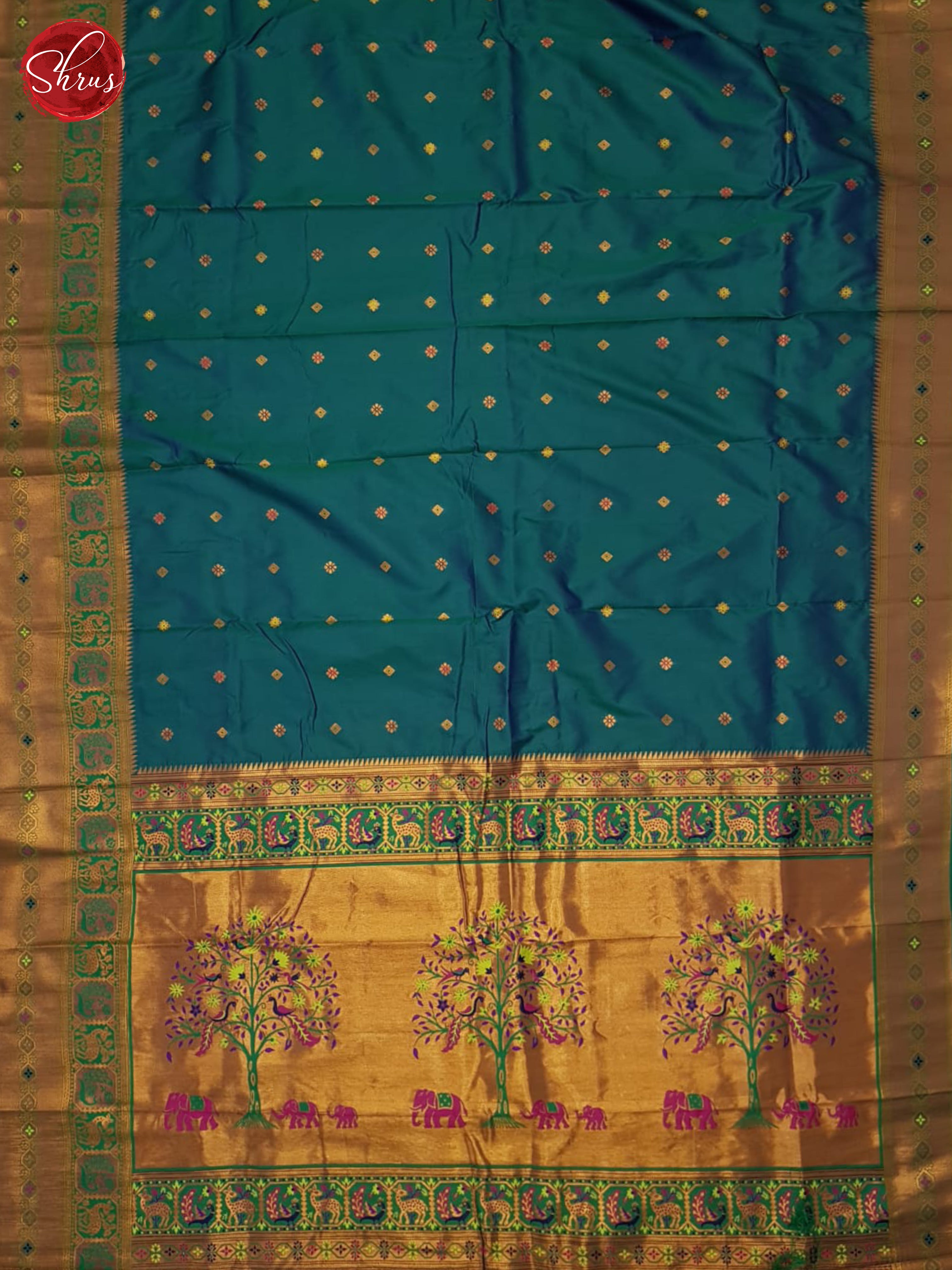 Blue(Single tone)- Semi Kanchipuram Saree - Shop on ShrusEternity.com