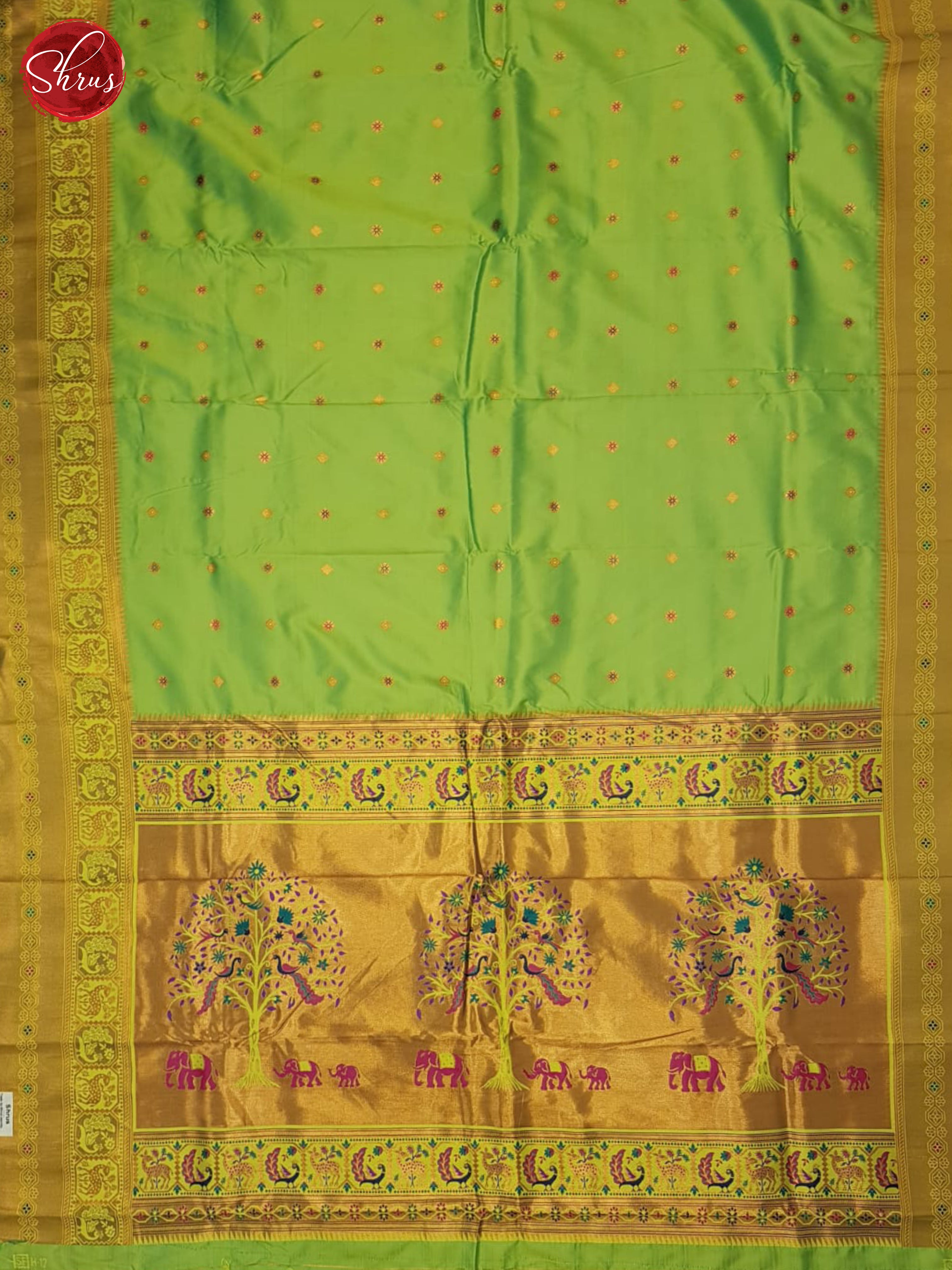 Light green(single tone) - Semi Kanchipuram Saree - Shop on ShrusEternity.com