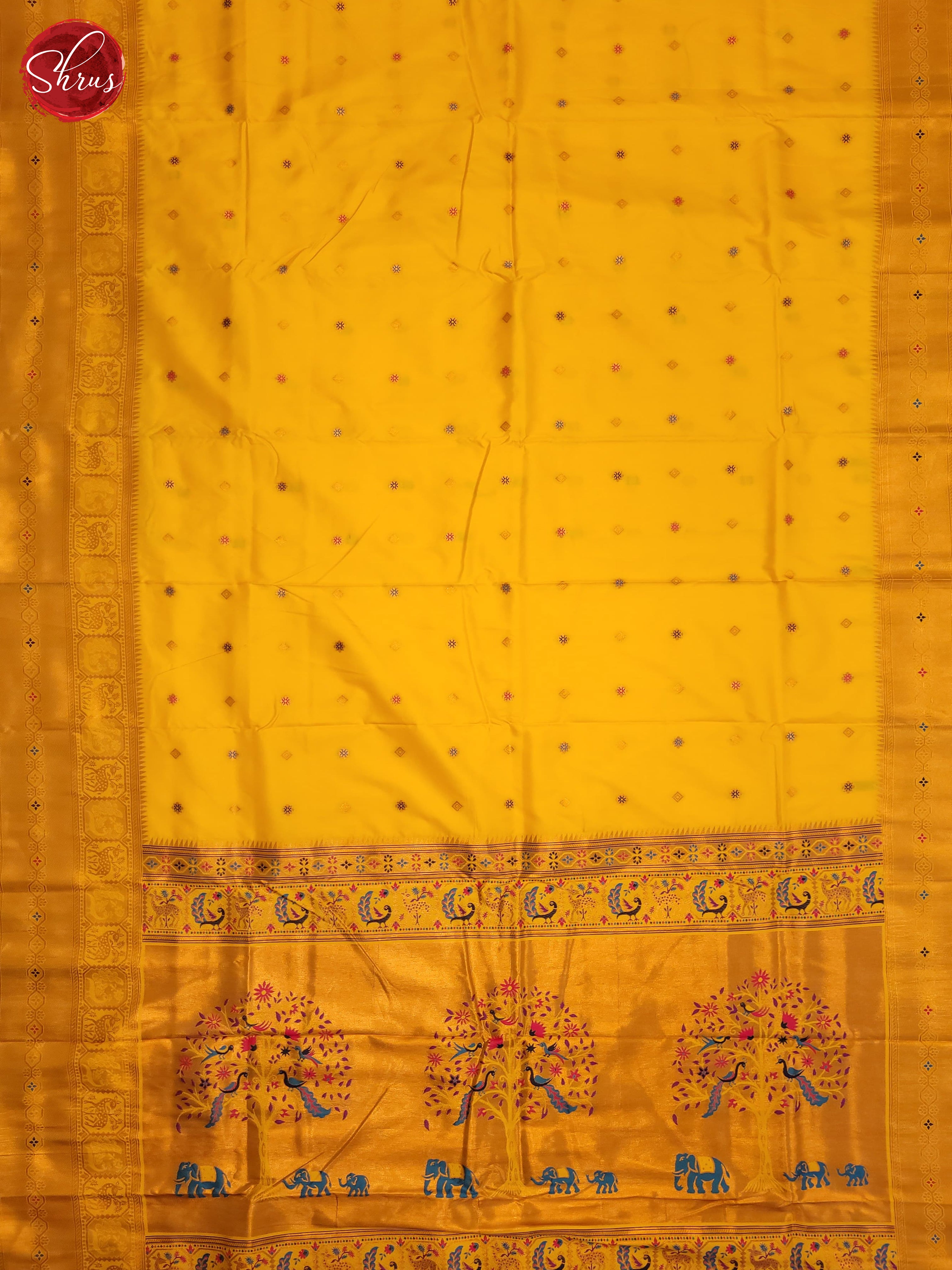 Yellow(single Tone)- Semi Kanchipuram Saree - Shop on ShrusEternity.com