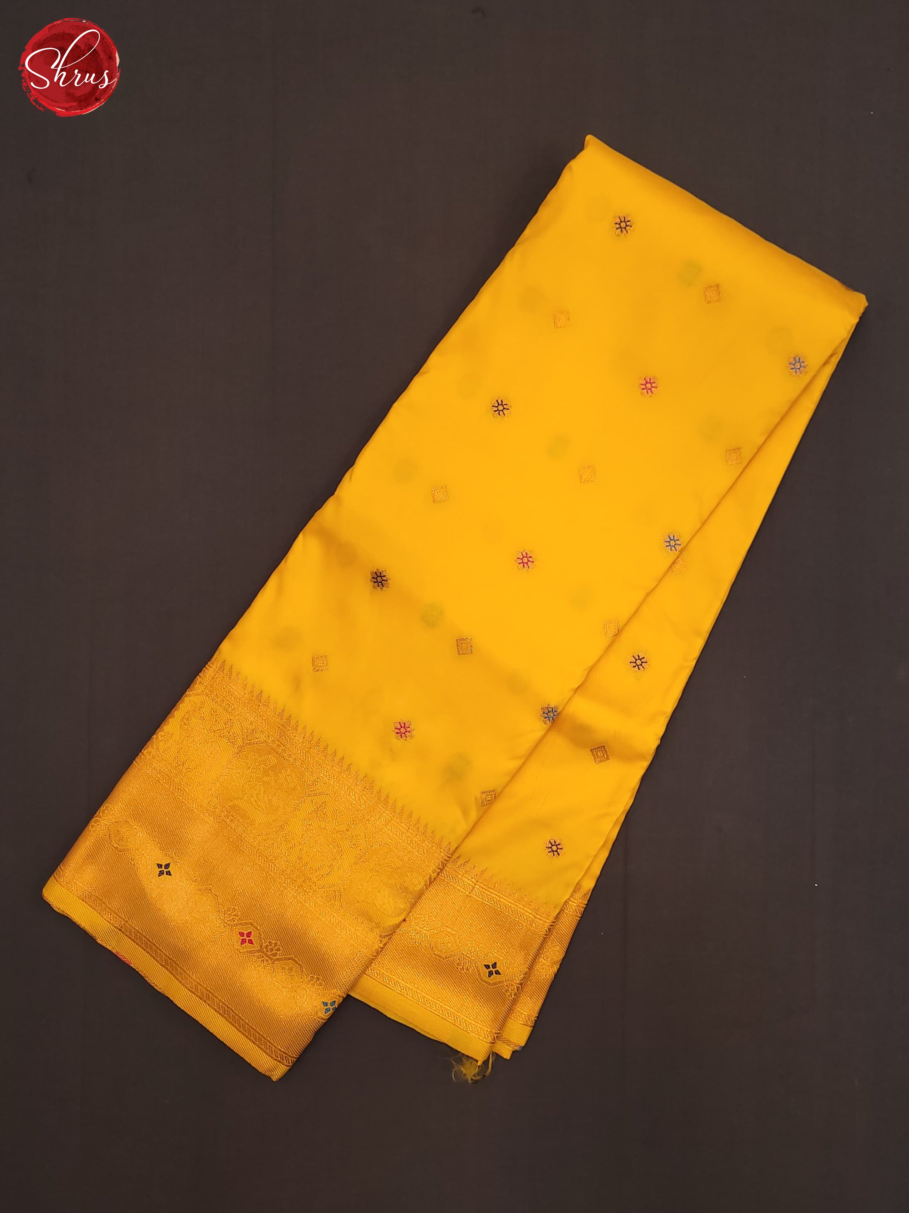 Yellow(single Tone)- Semi Kanchipuram Saree - Shop on ShrusEternity.com