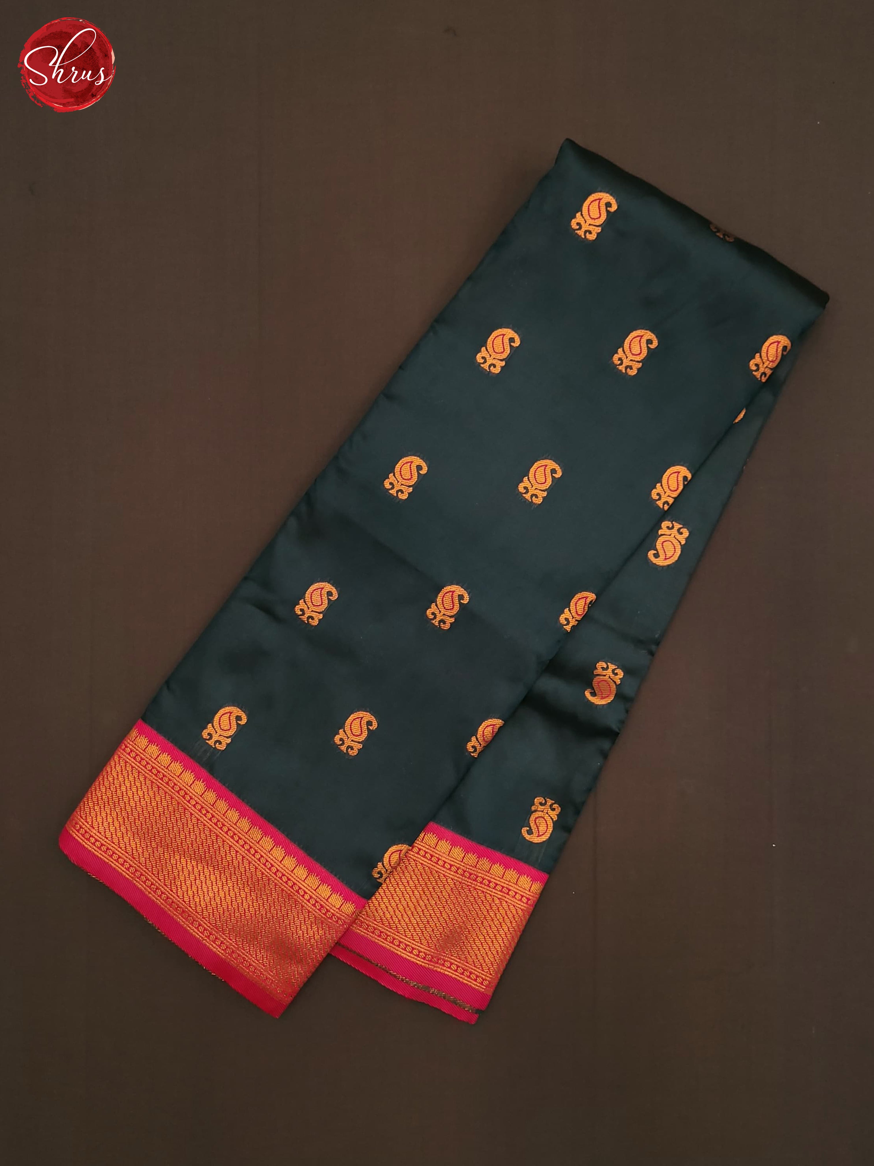 Peacock Blue & Pink - Semi Kanchipuram Saree - Shop on ShrusEternity.com