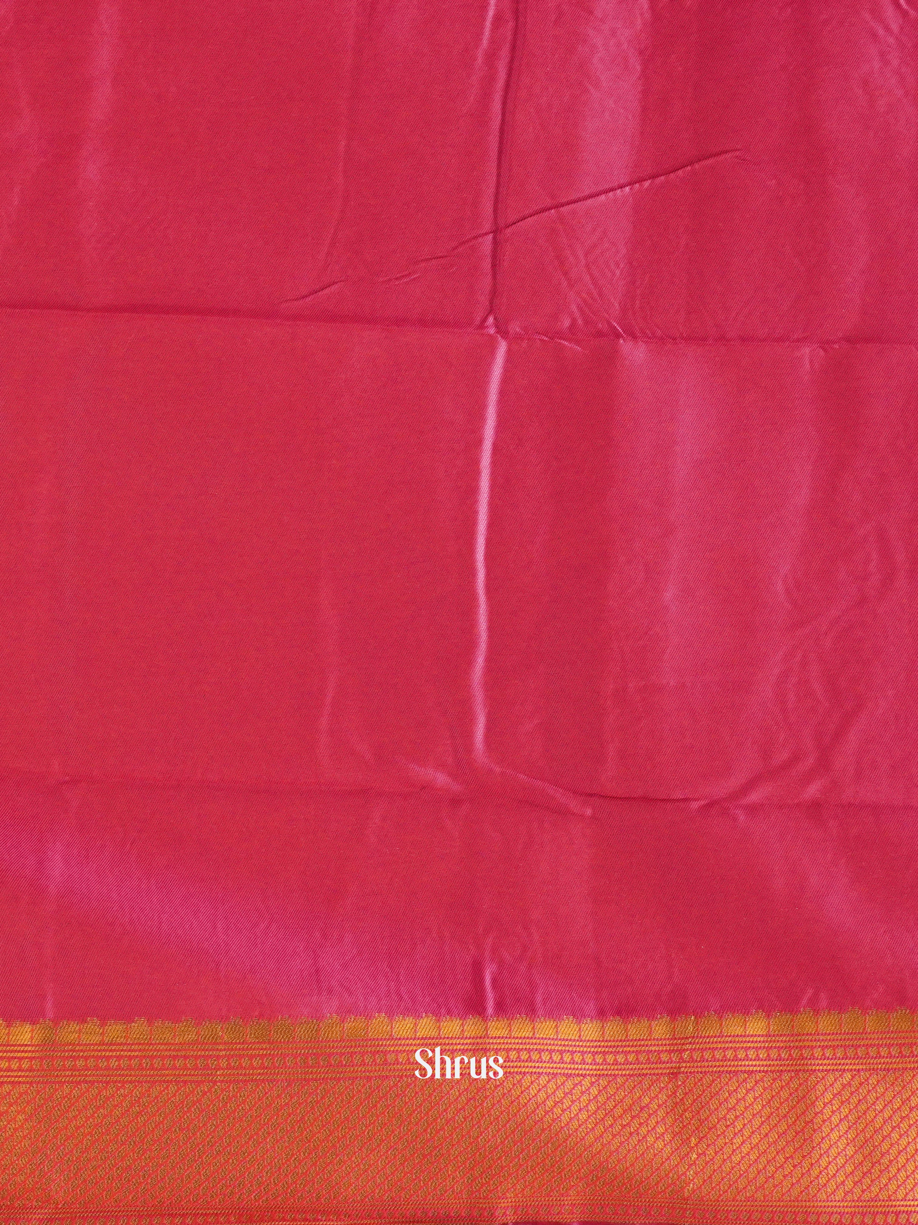 Peacock Blue & Pink - Semi Kanchipuram Saree