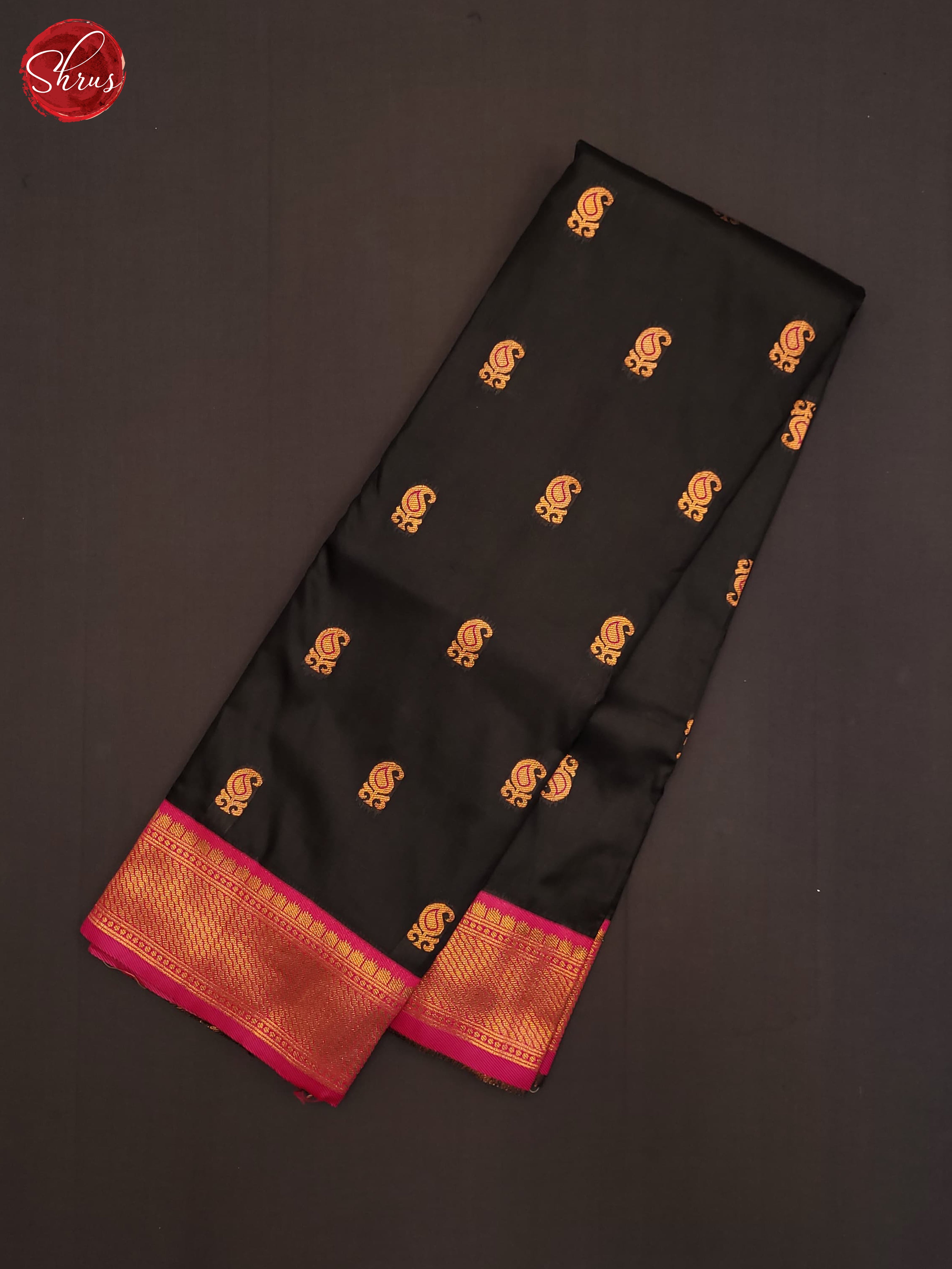 Black & Pink - Semi Kanchipuram Saree - Shop on ShrusEternity.com