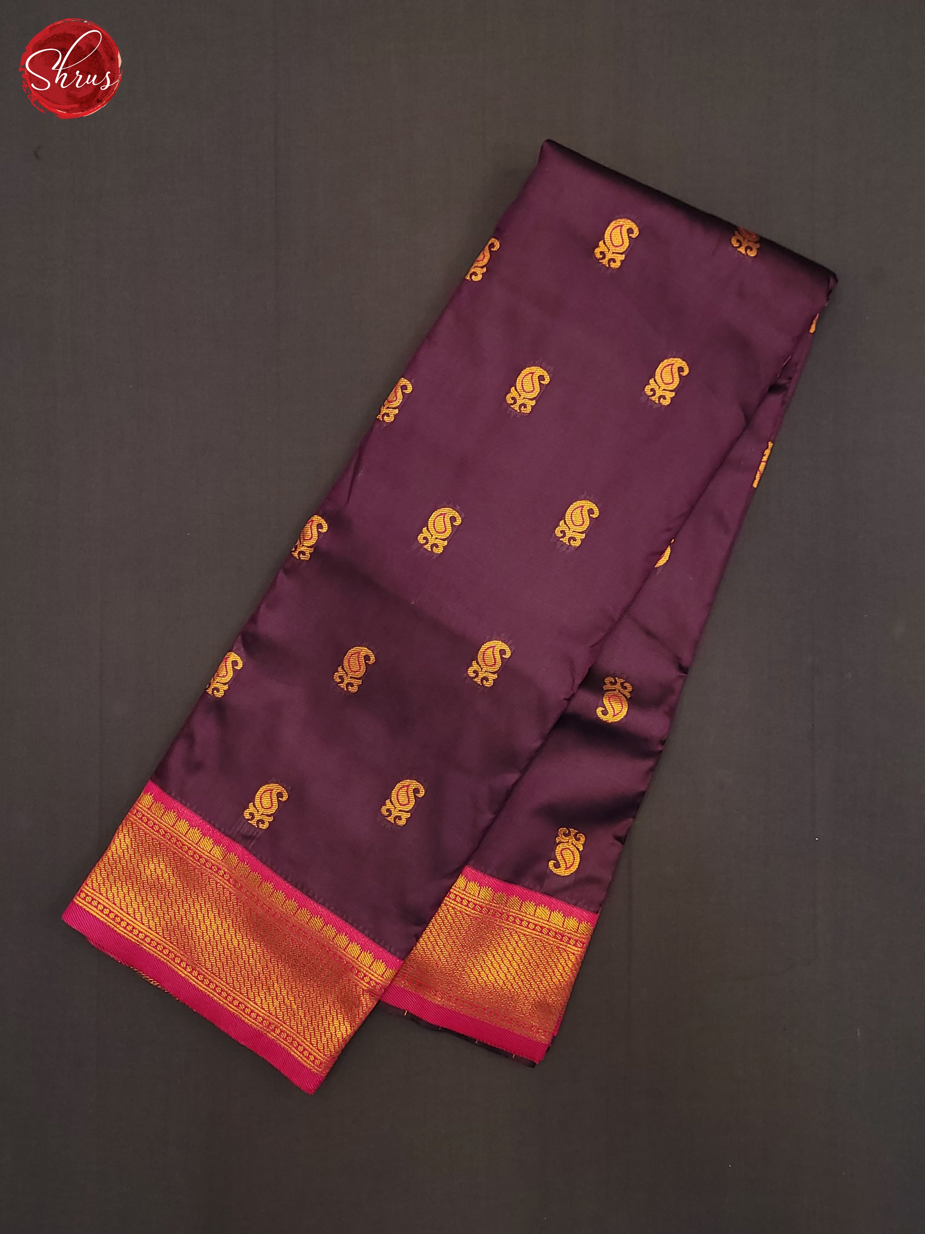 WIne & Pink - Semi Kanchipuram Saree - Shop on ShrusEternity.com