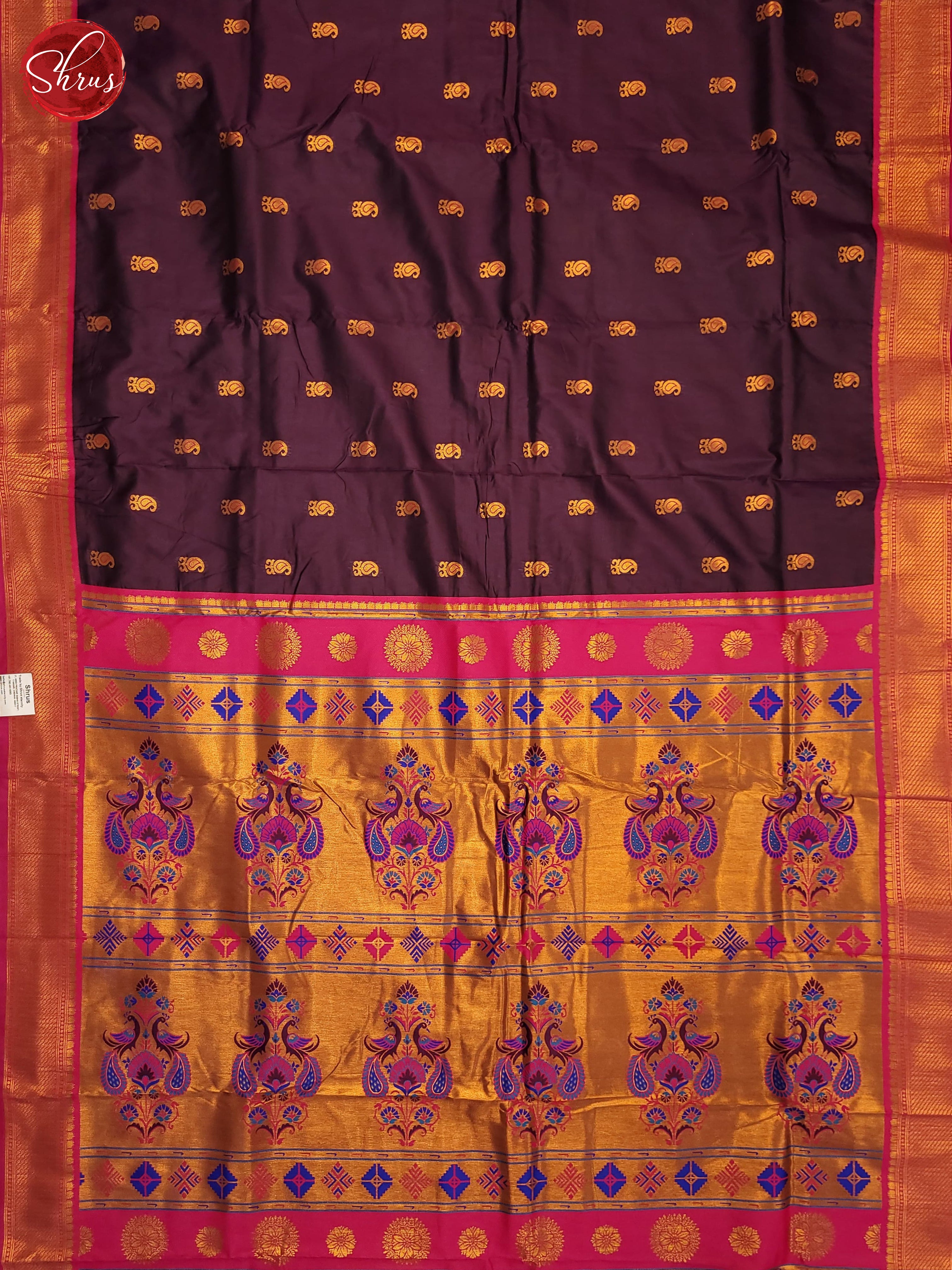 WIne & Pink - Semi Kanchipuram Saree - Shop on ShrusEternity.com