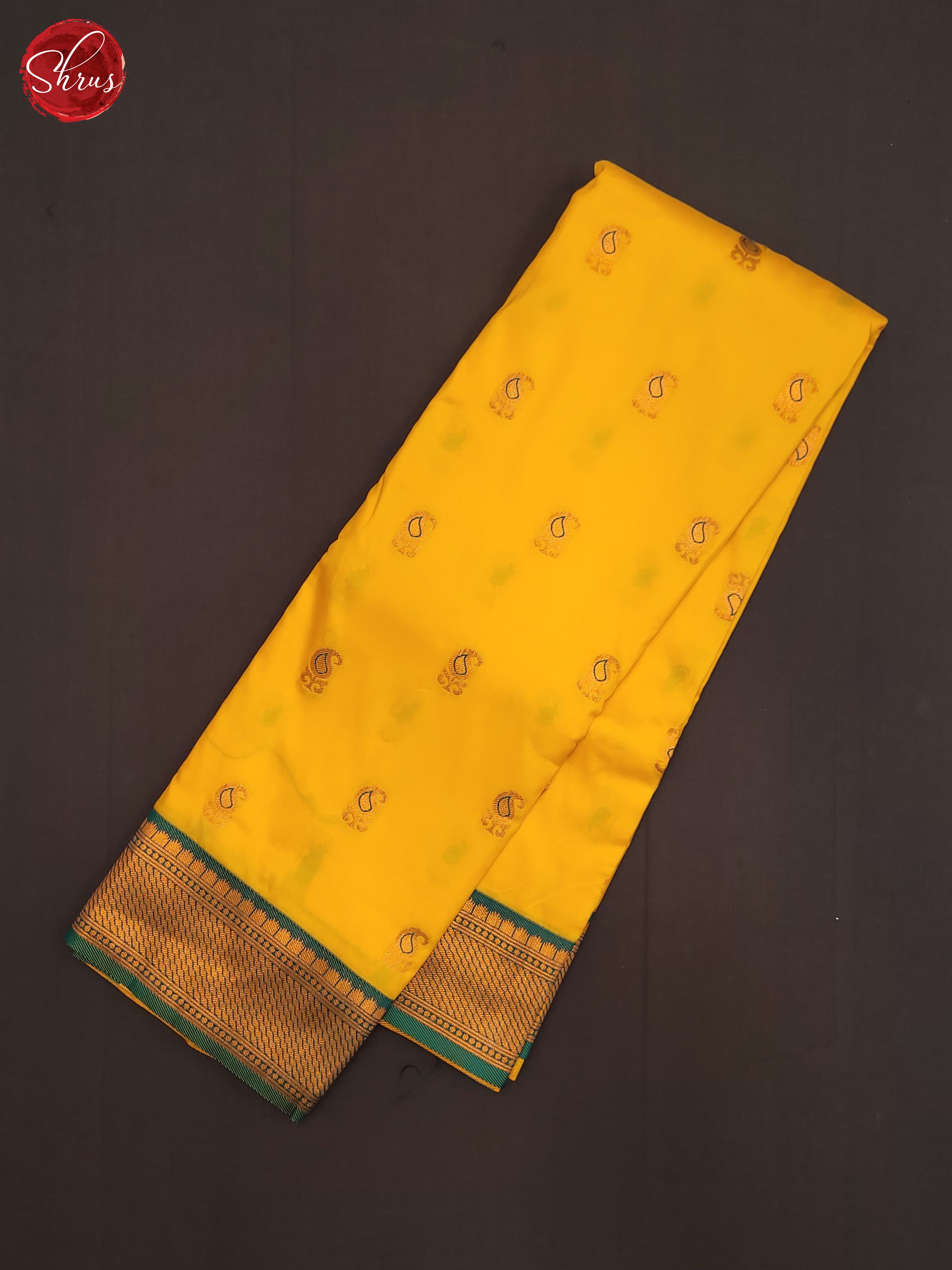 Yellow & Green - Semi Kanchipuram Saree - Shop on ShrusEternity.com