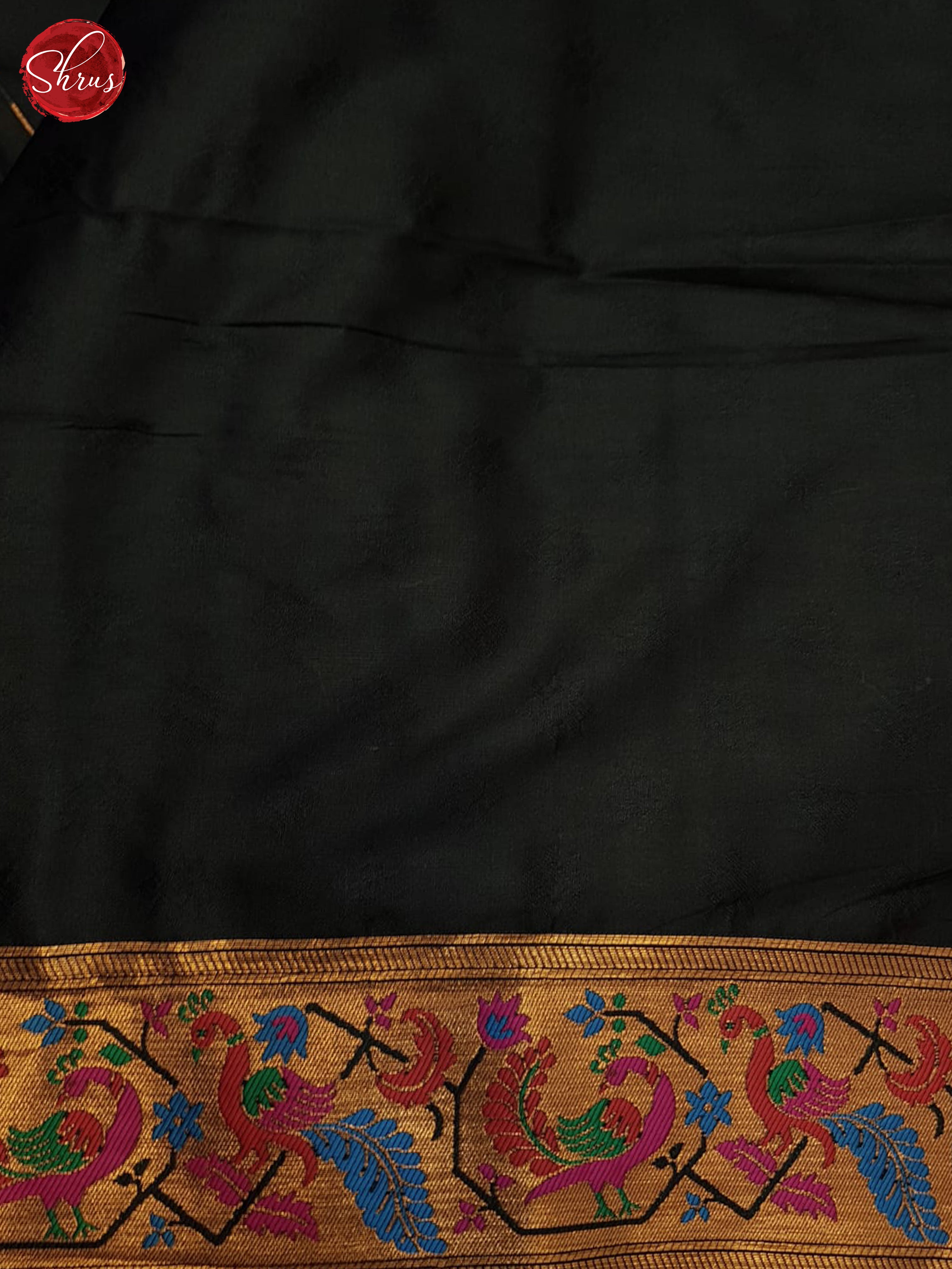 Black(Single tone) - Semi Kanchipuram Saree - Shop on ShrusEternity.com