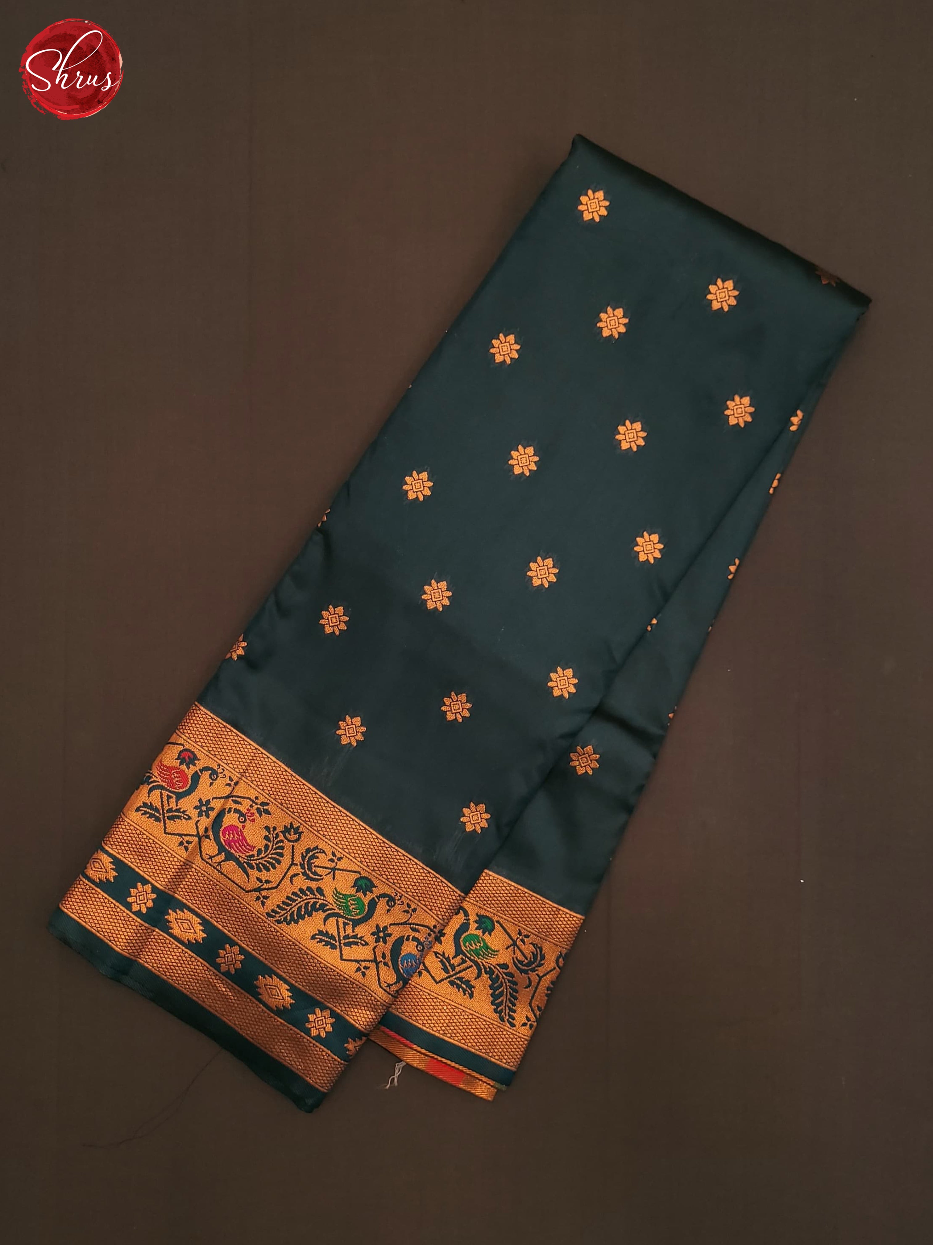 Peacock Blue (SIngle Tone)- Semi Kanchipuram Saree - Shop on ShrusEternity.com