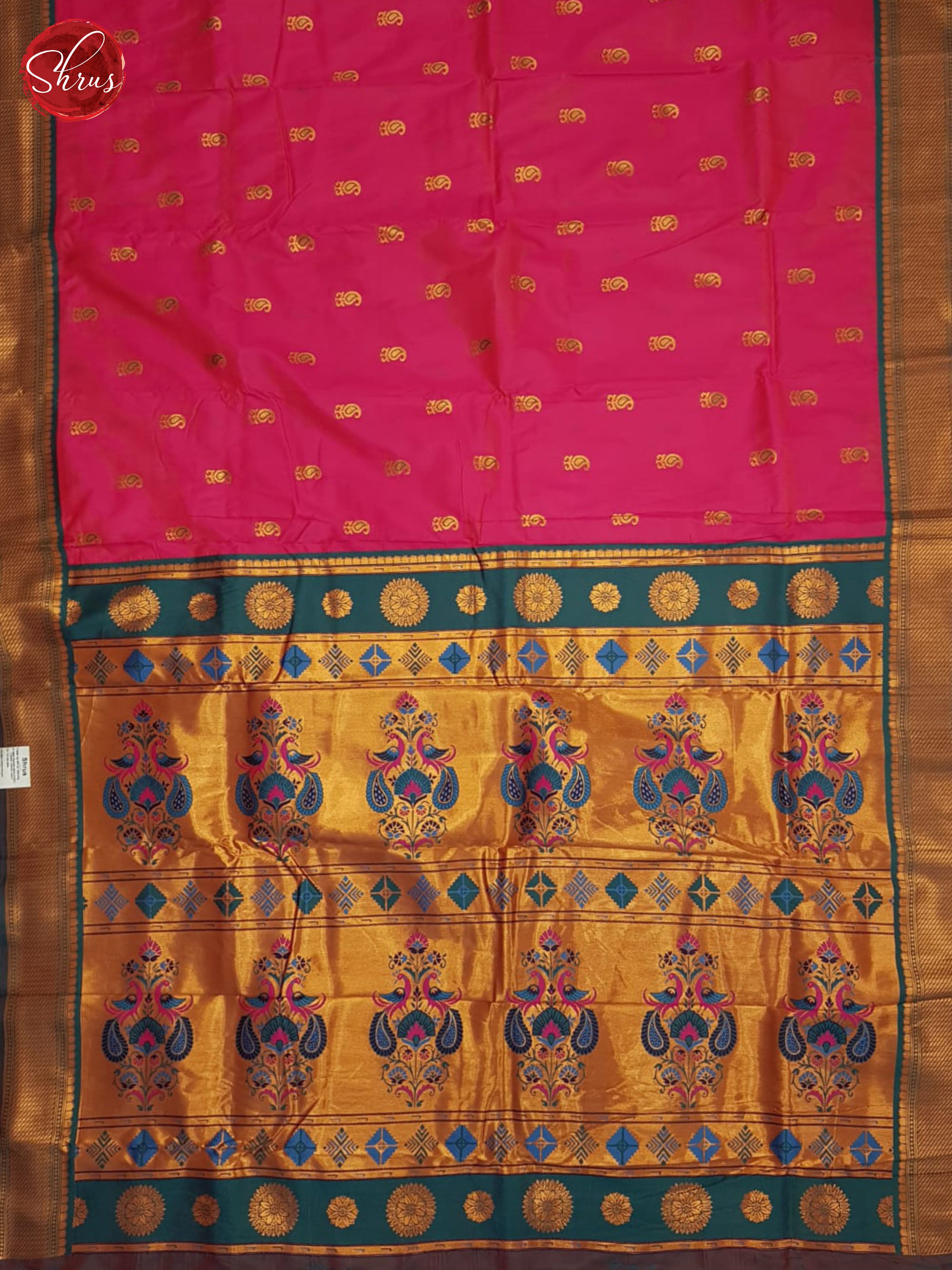 Pink And Green-Semi Kanchipuram saree - Shop on ShrusEternity.com