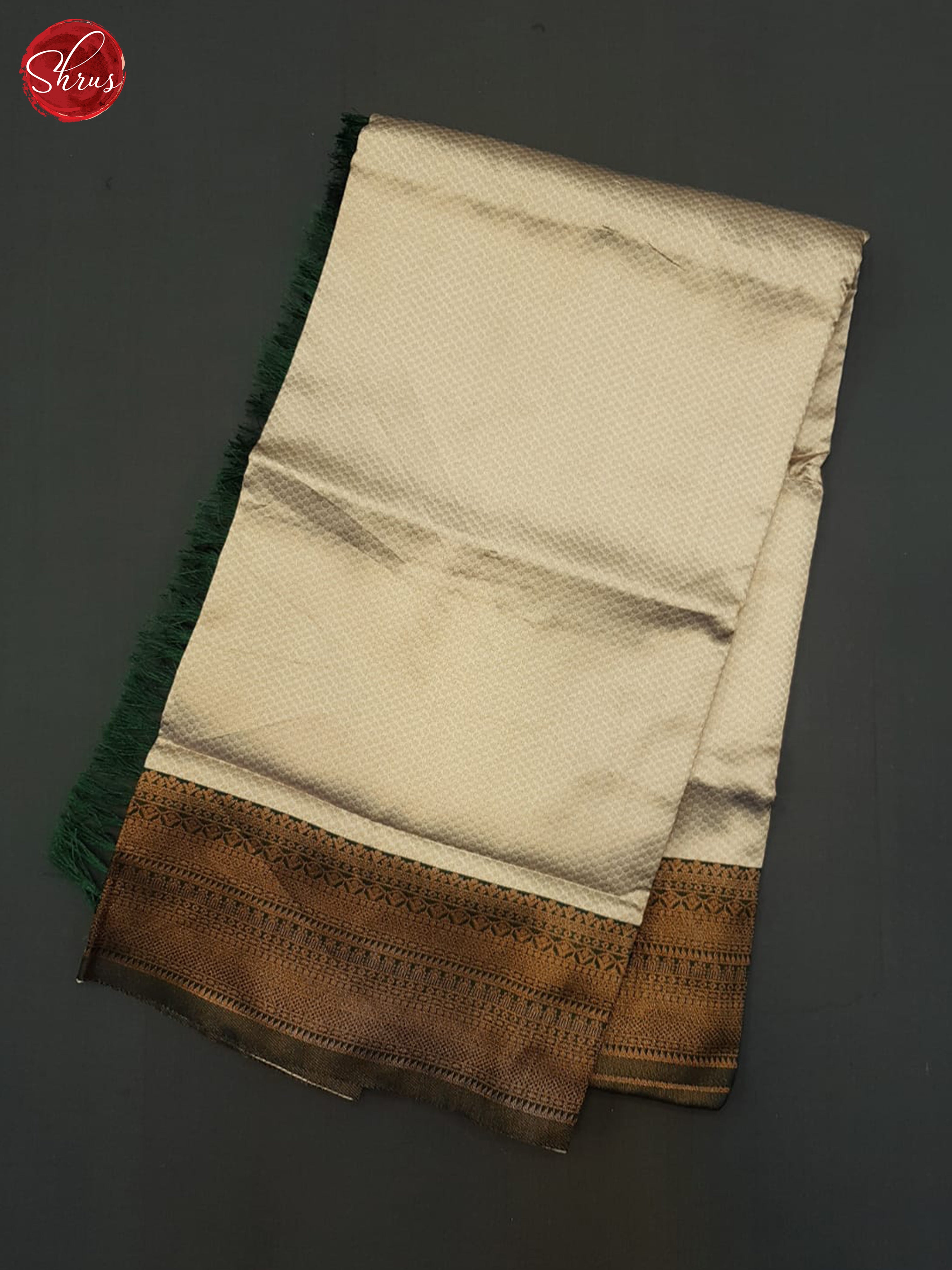 Cream and Green - Semi Kanchipuram Saree - Shop on ShrusEternity.com