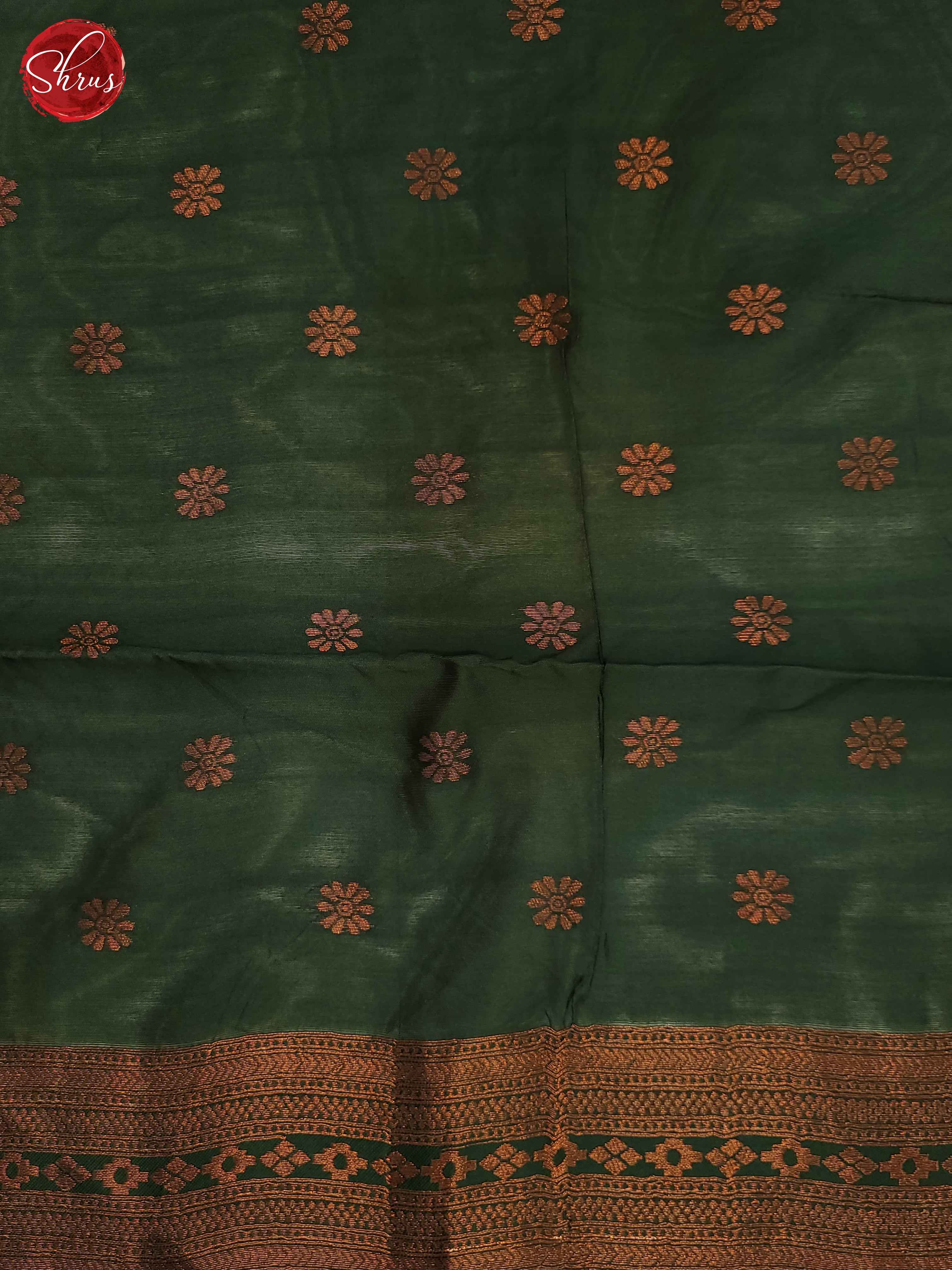 Beige  & Green - Semi Kanchipuram Saree - Shop on ShrusEternity.com