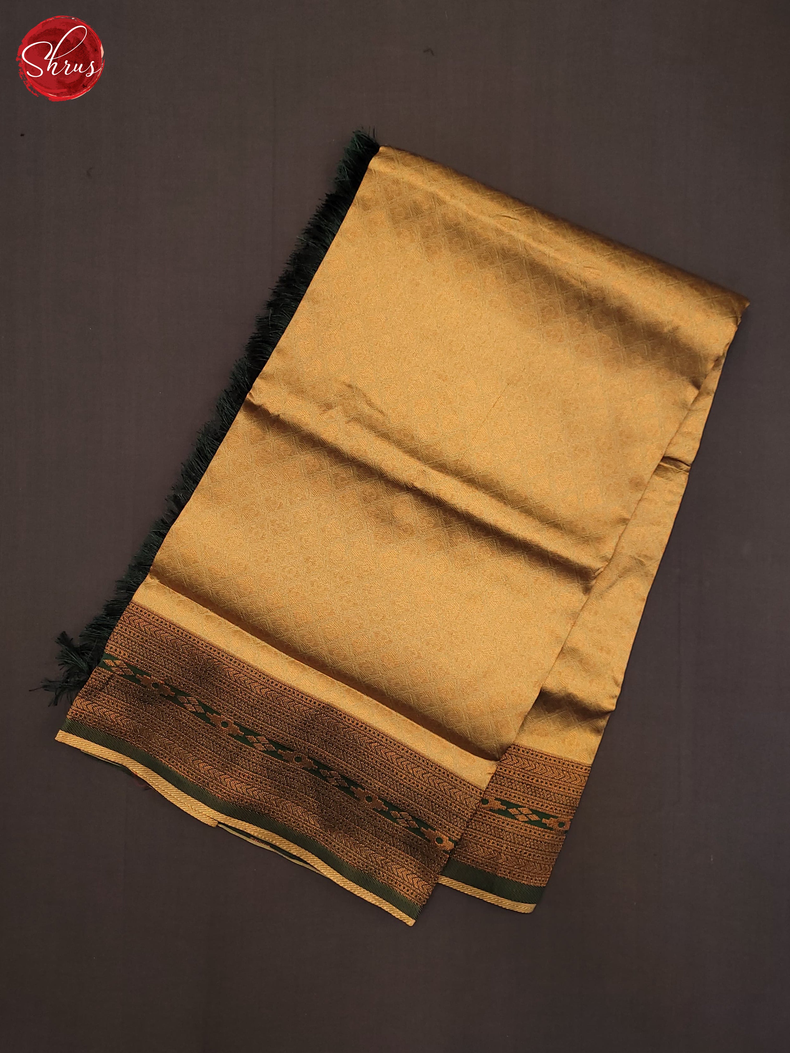 Beige  & Green - Semi Kanchipuram Saree - Shop on ShrusEternity.com