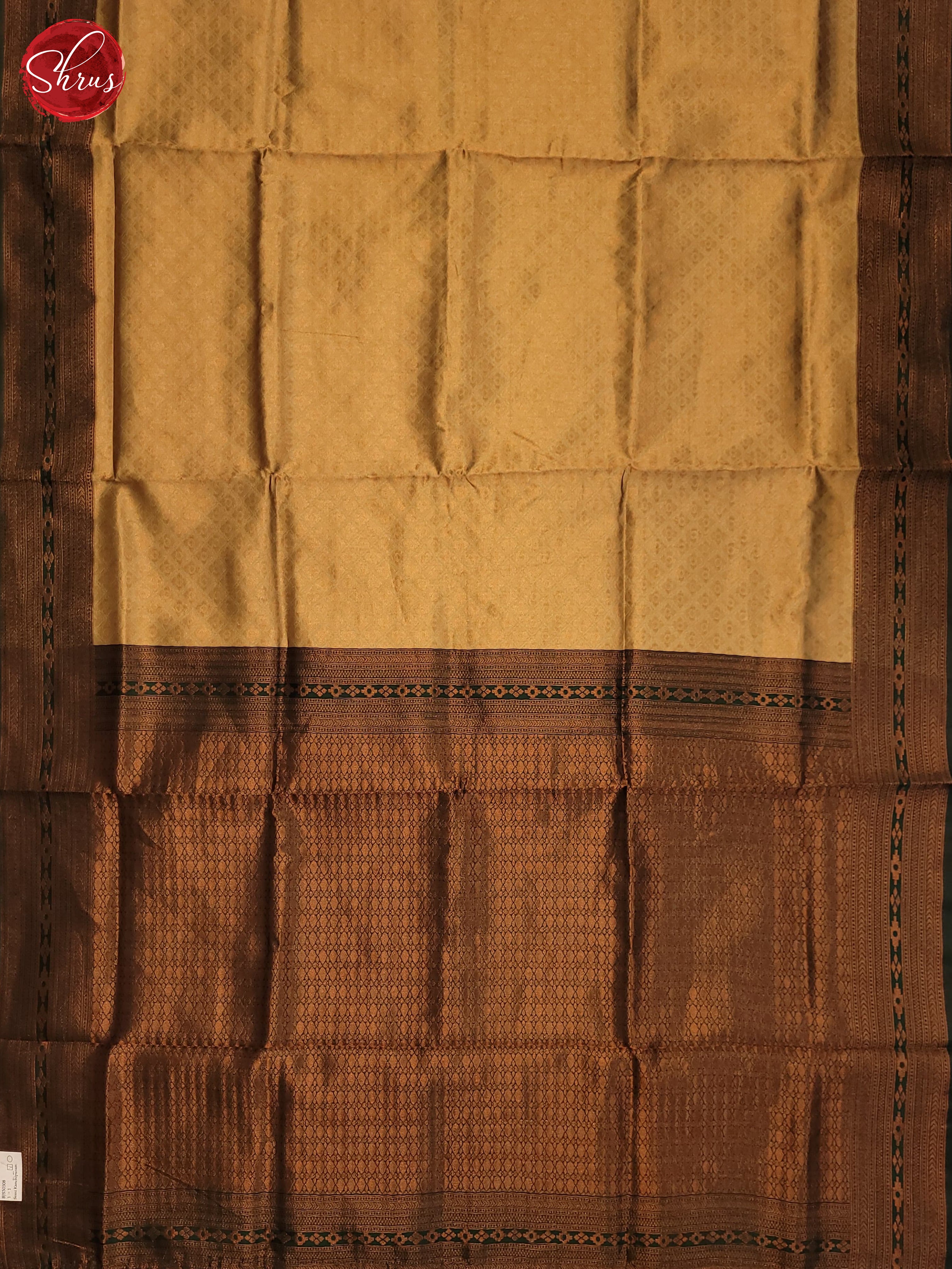 Beige  & Green - Semi Kanchipuram Saree - Shop on ShrusEternity.com