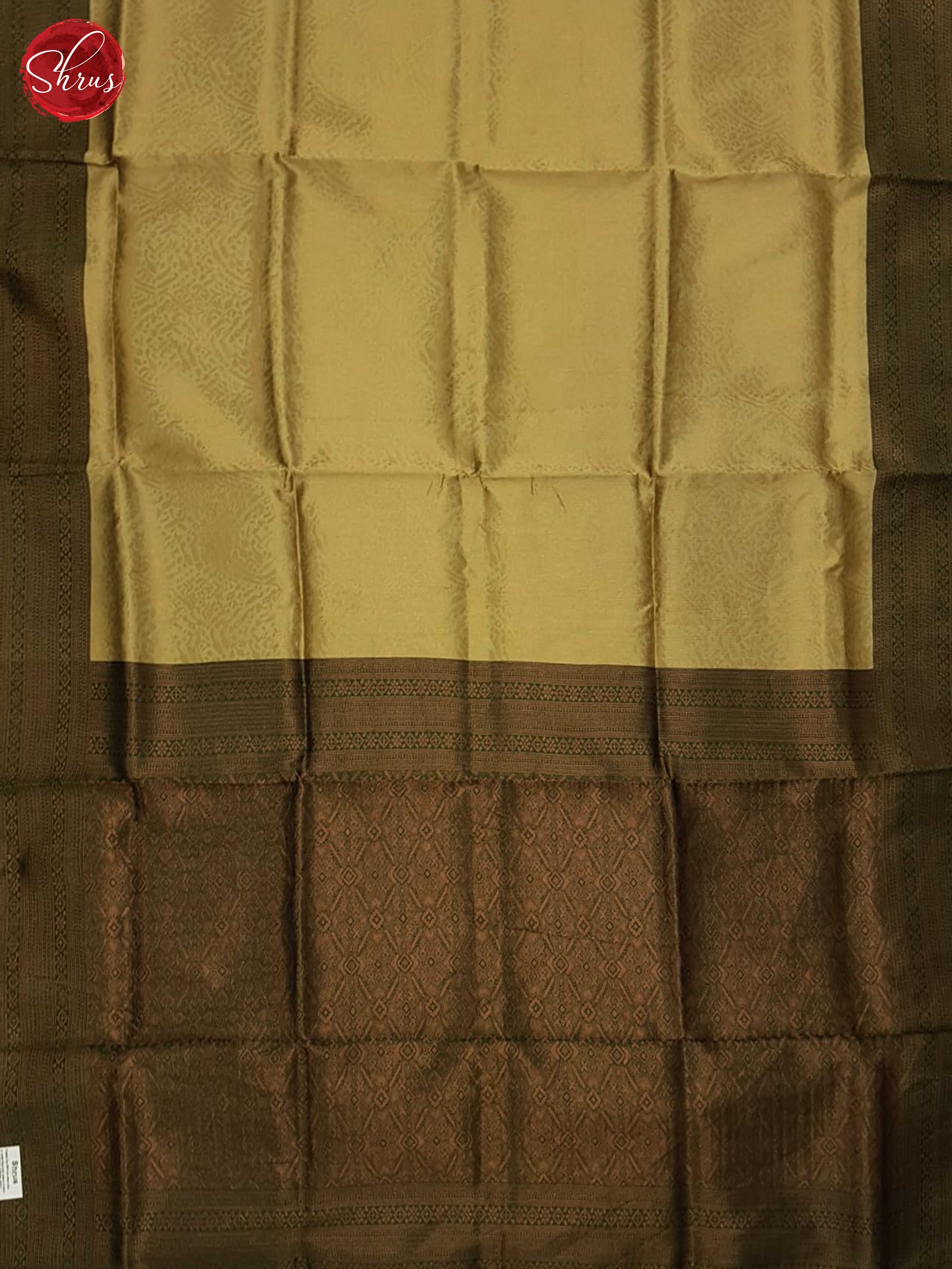 Beige & Green - Semi Kanchipuram Saree - Shop on ShrusEternity.com