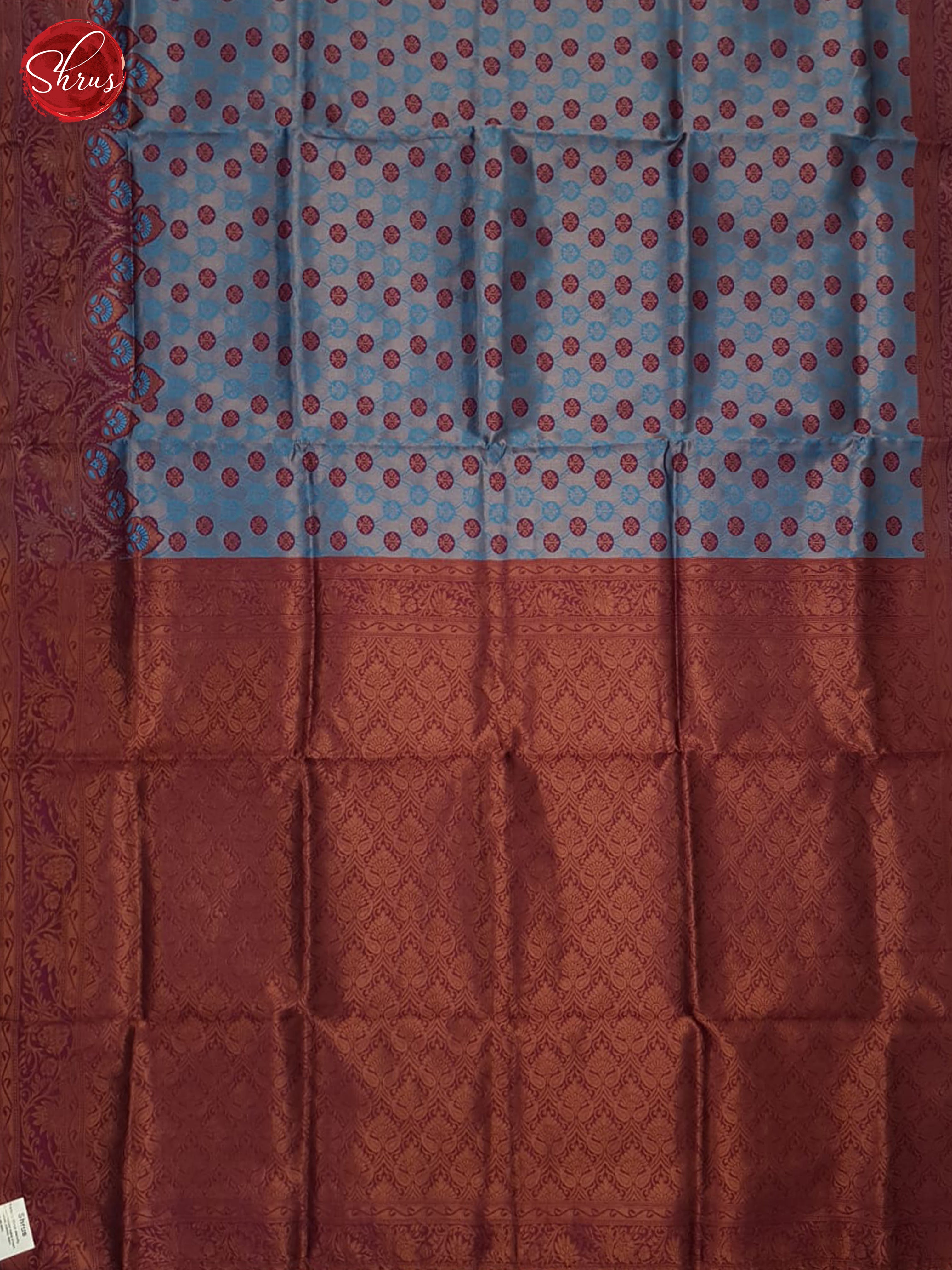 Blue & Maroon - Semi Kanchipuram Saree - Shop on ShrusEternity.com