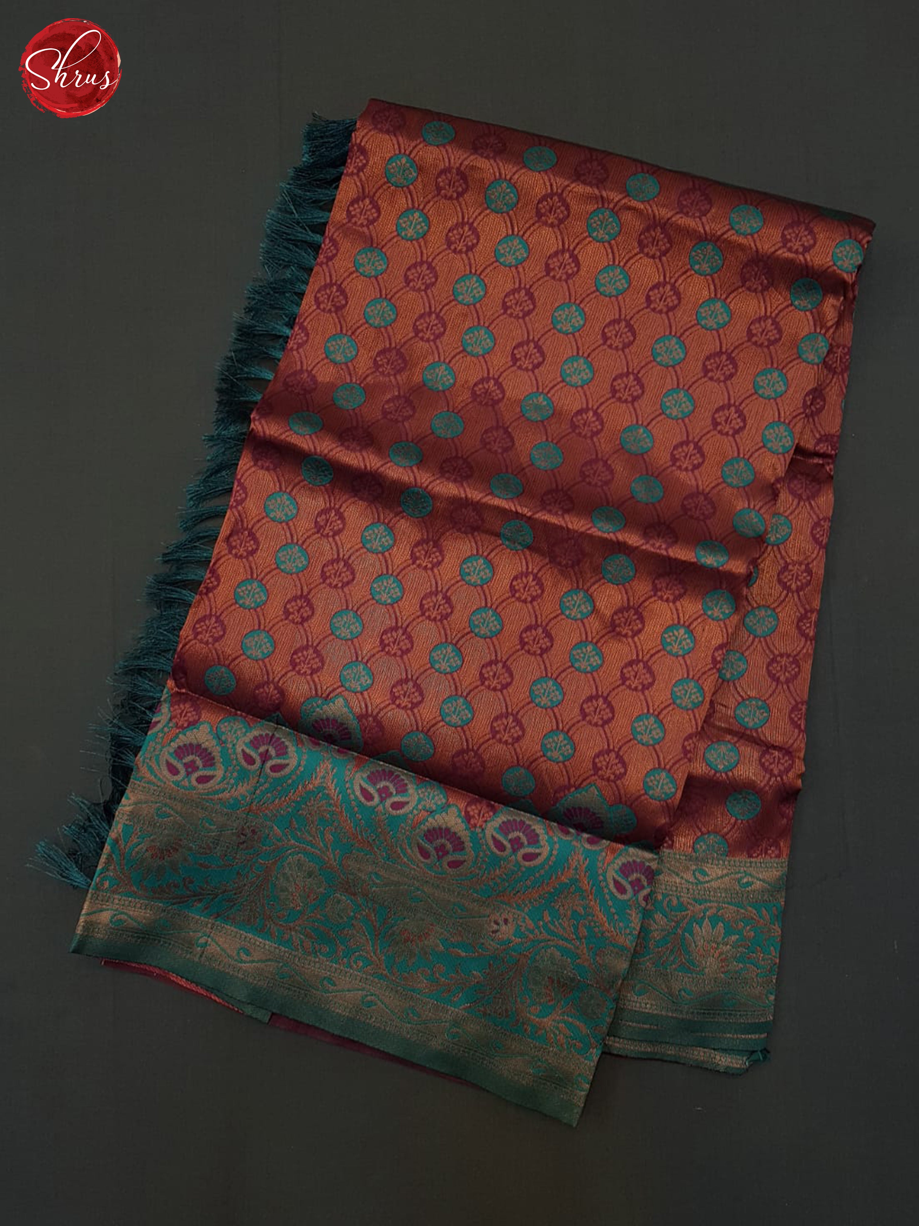 Wine & Green- Semi Kanchipuram Saree - Shop on ShrusEternity.com