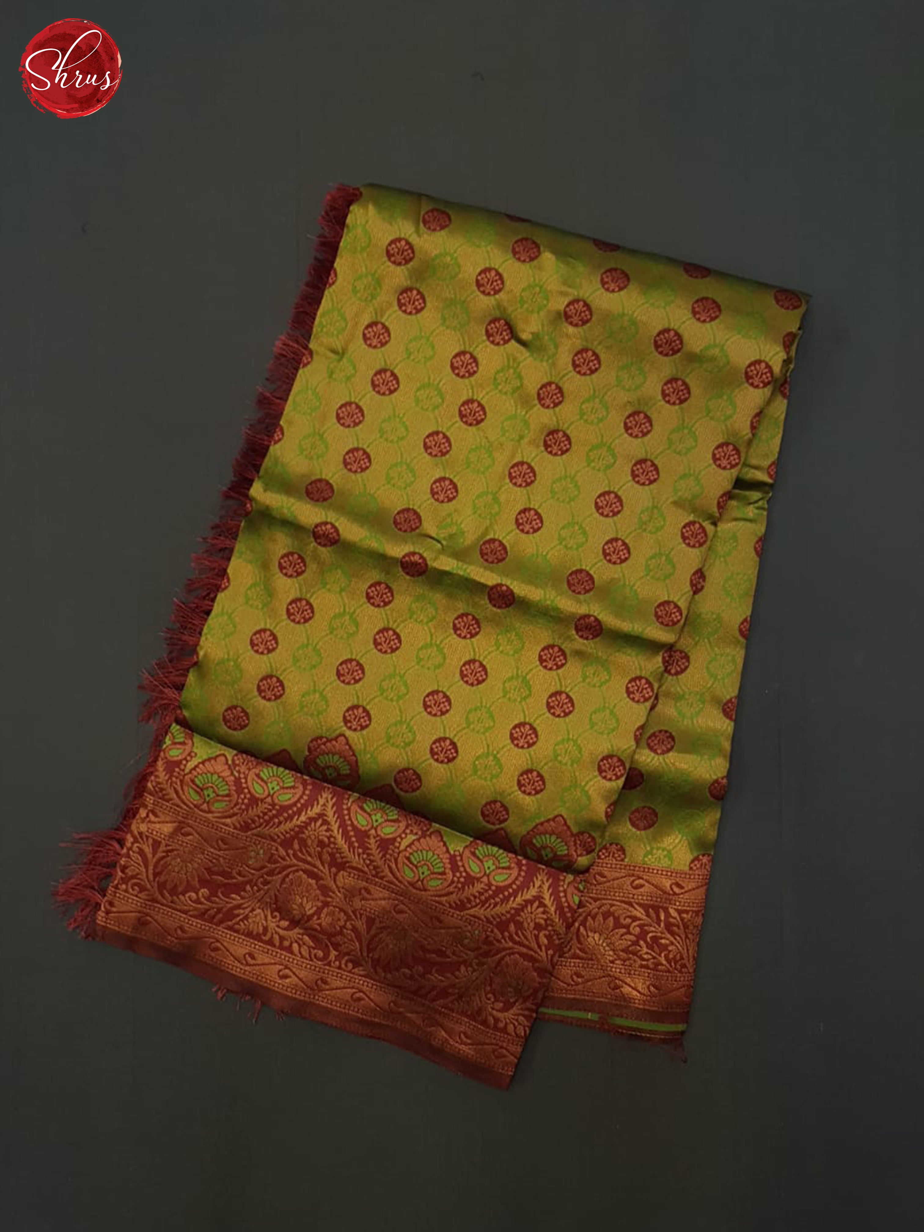 Green & Arakku Maroon  - Semi Kanchipuram Saree - Shop on ShrusEternity.com