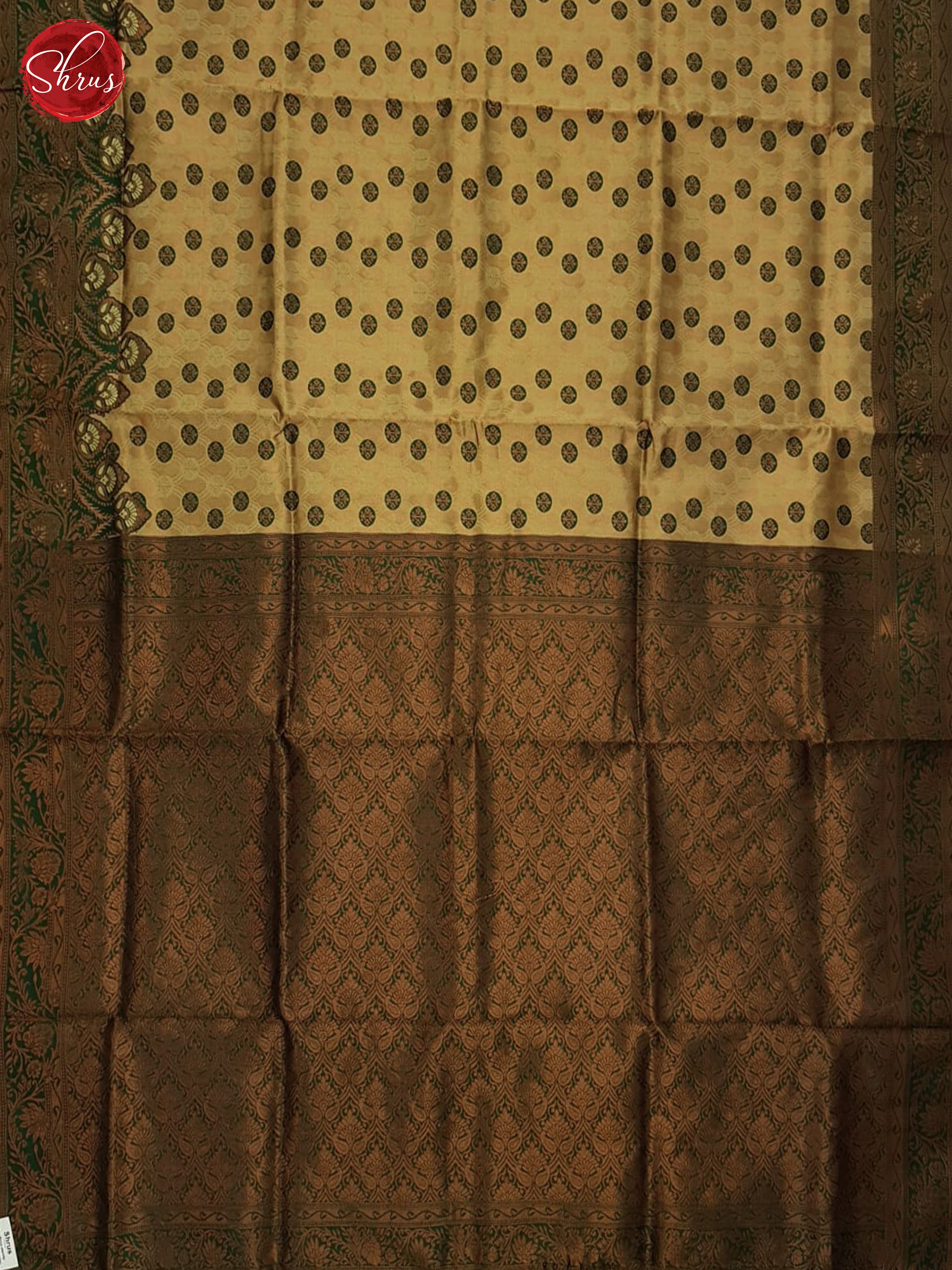 Beige & Gree - Semi Kanchipuram Saree - Shop on ShrusEternity.com