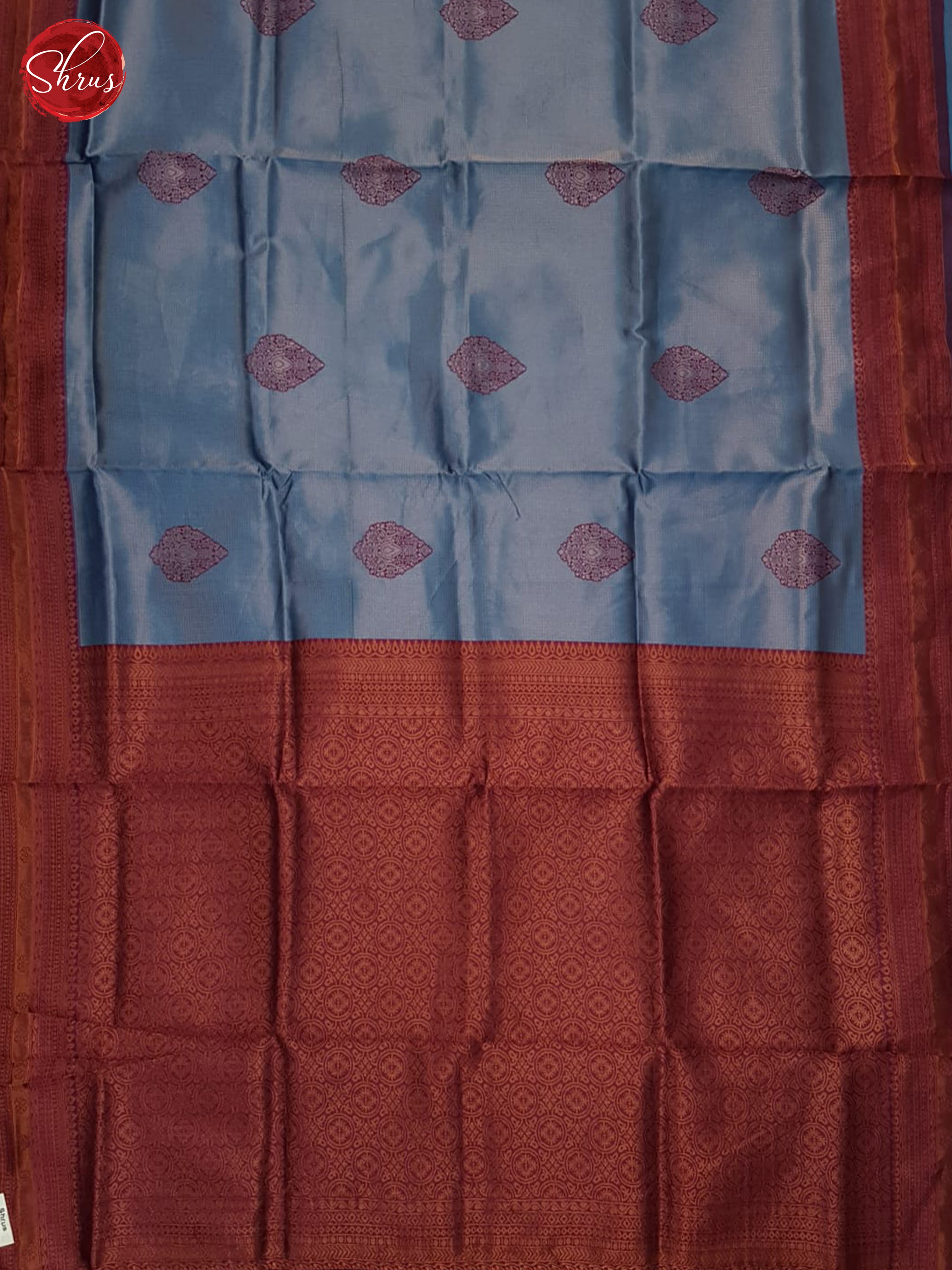 Blue & Maroon - Semi Kanchipuram Saree - Shop on ShrusEternity.com