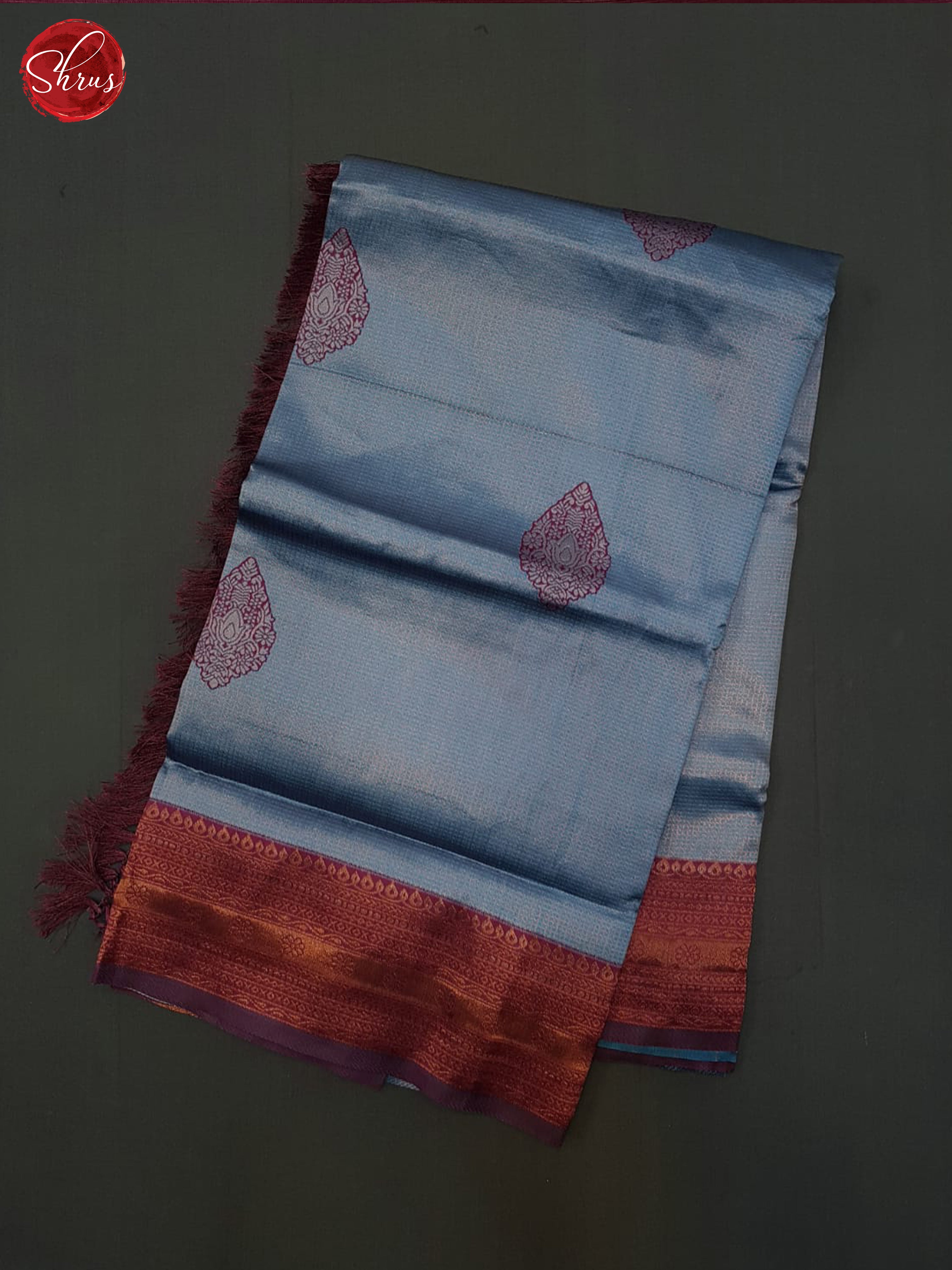 Blue & Maroon - Semi Kanchipuram Saree - Shop on ShrusEternity.com