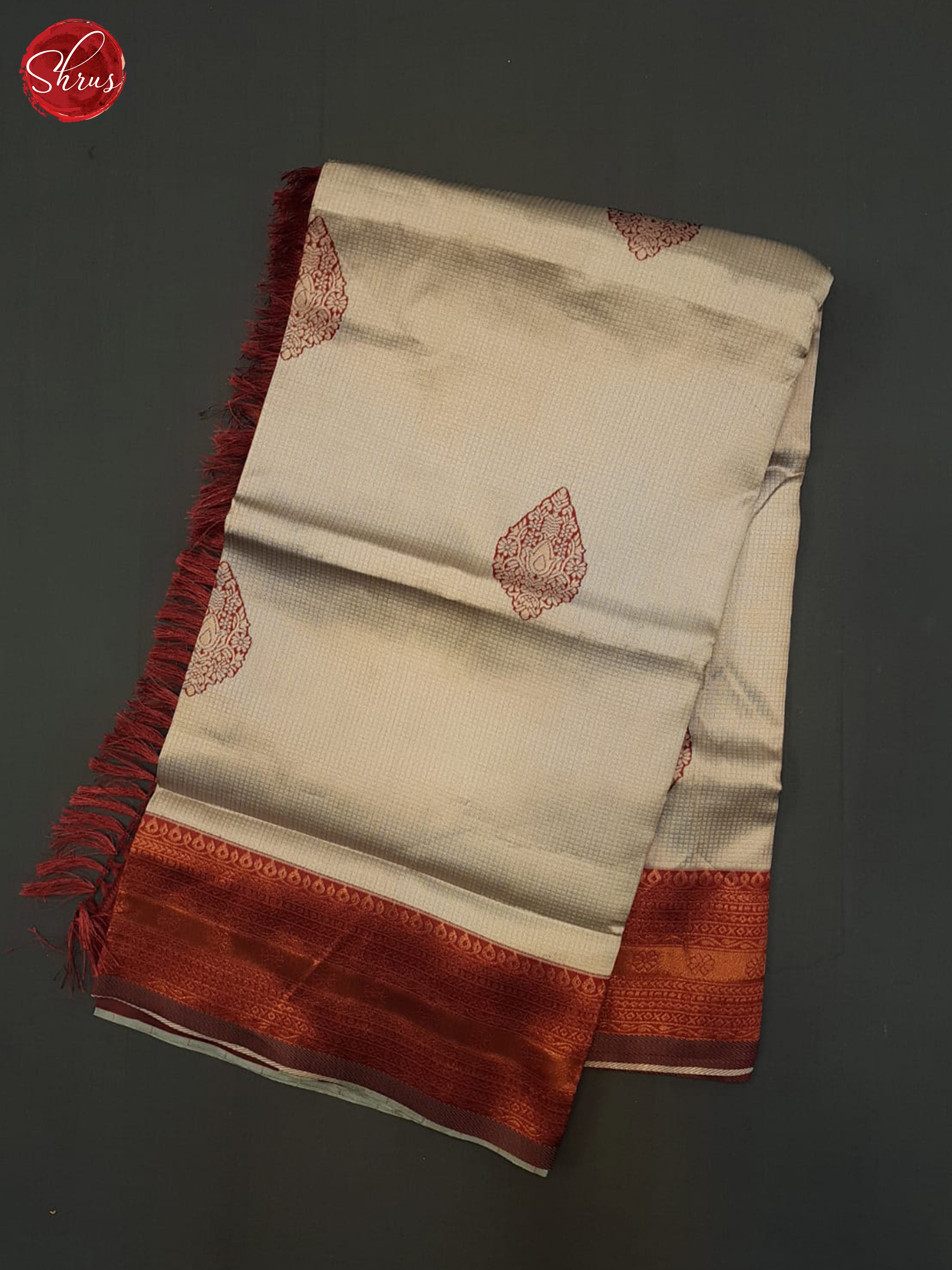 Grey & Maroon - Semi Kanchipuram Saree - Shop on ShrusEternity.com