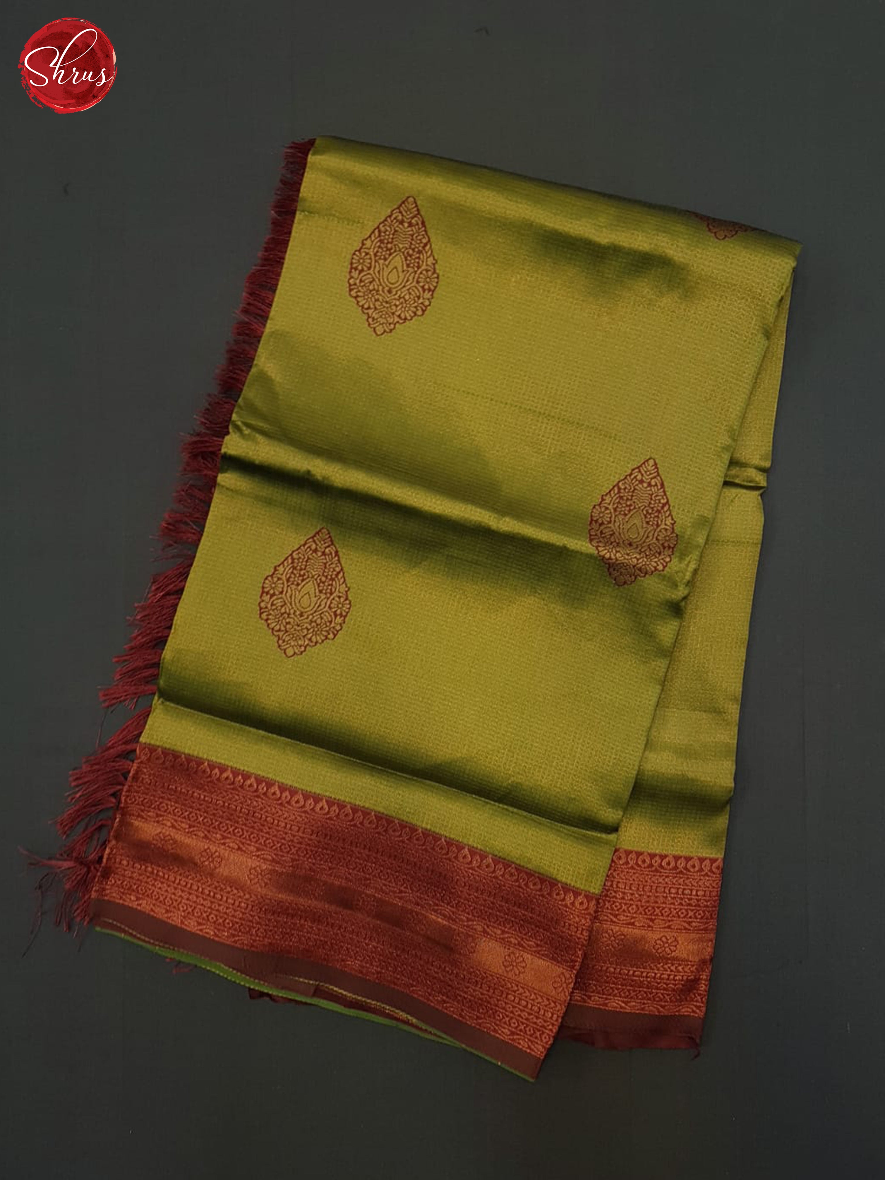 Green & Arakku Maroon- Semi Kanchipuram Saree - Shop on ShrusEternity.com