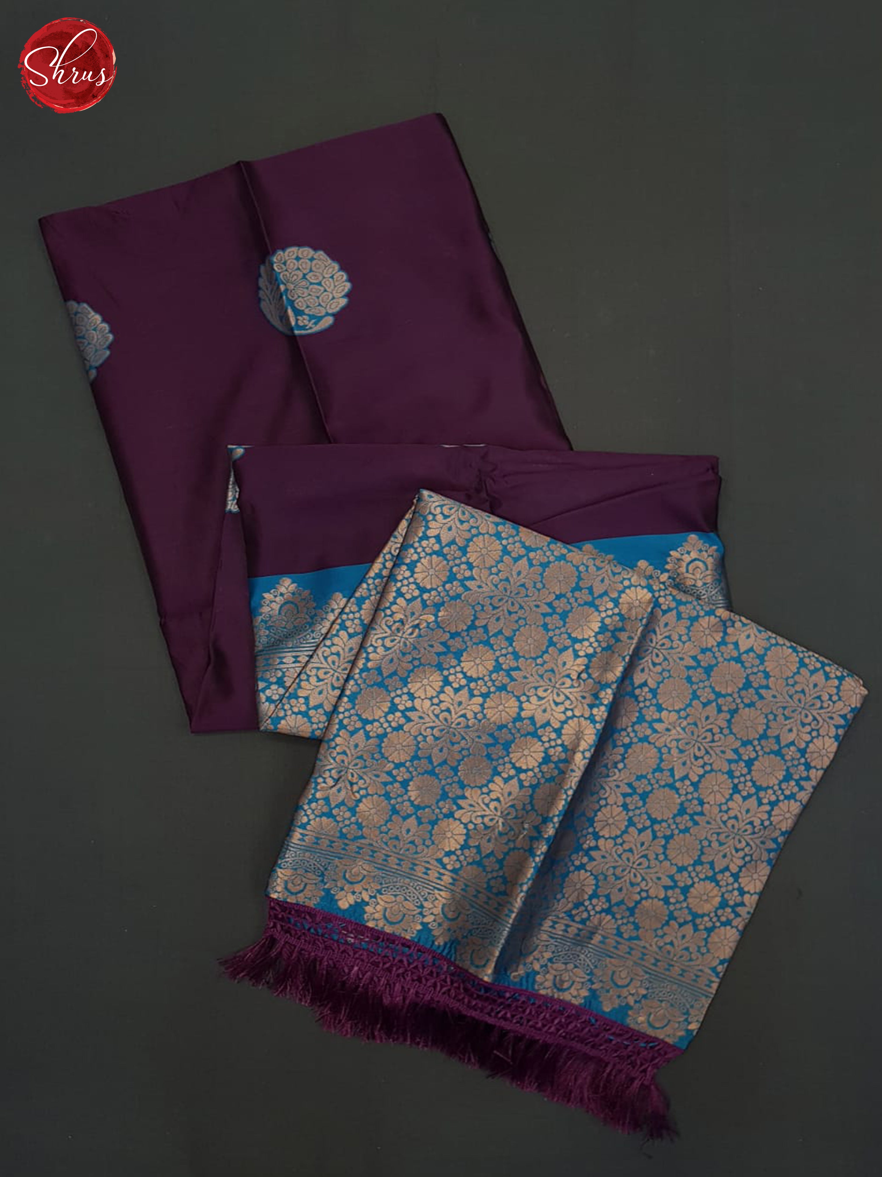 Wine And Blue-Semi soft silk saree - Shop on ShrusEternity.com