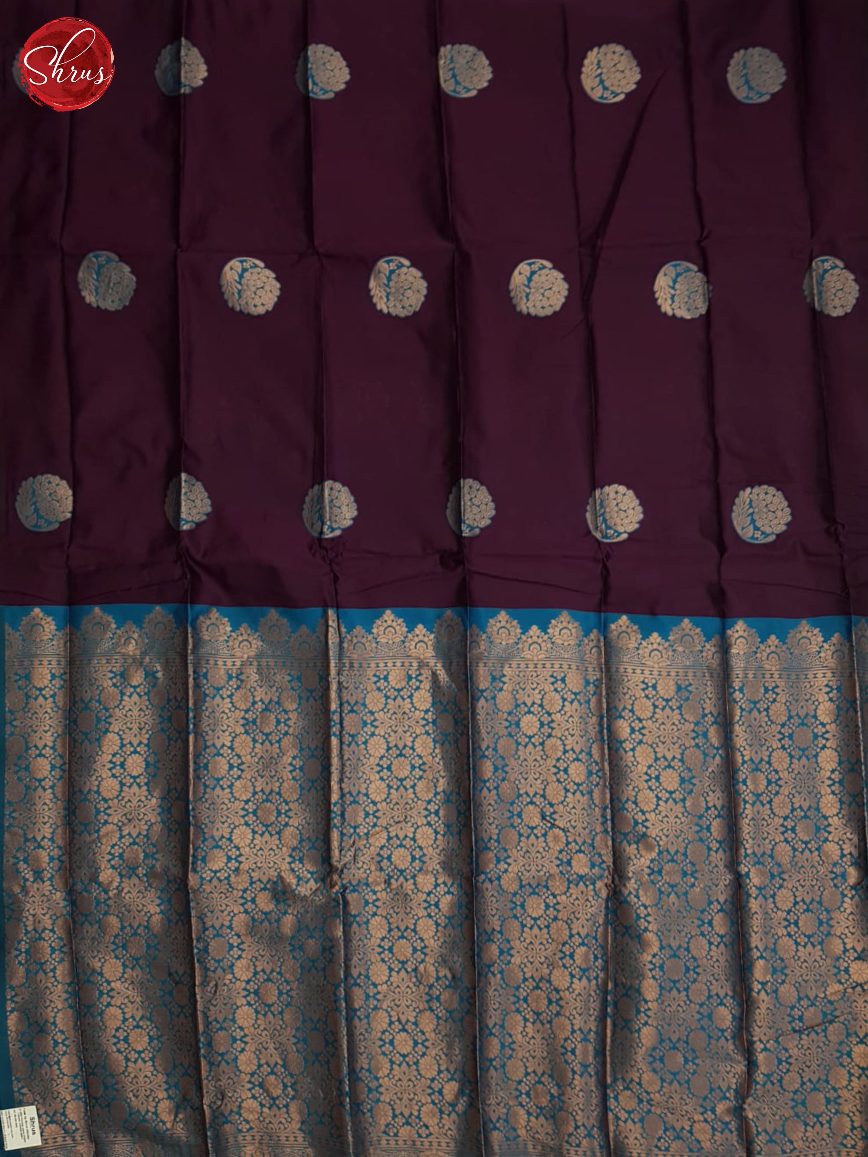 Wine And Blue-Semi soft silk saree - Shop on ShrusEternity.com