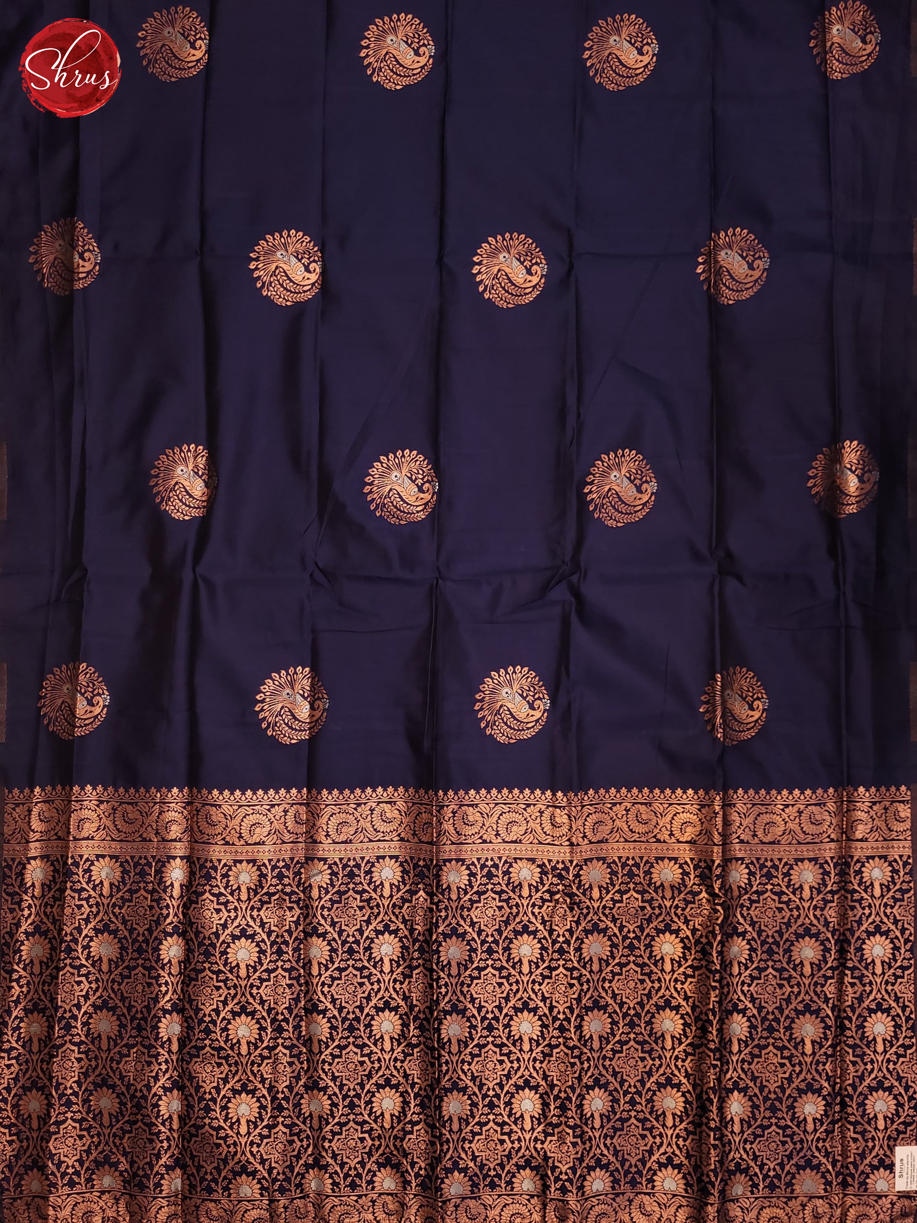 Navy Blue(Single Tone) - Semi Softsilk Saree - Shop on ShrusEternity.com