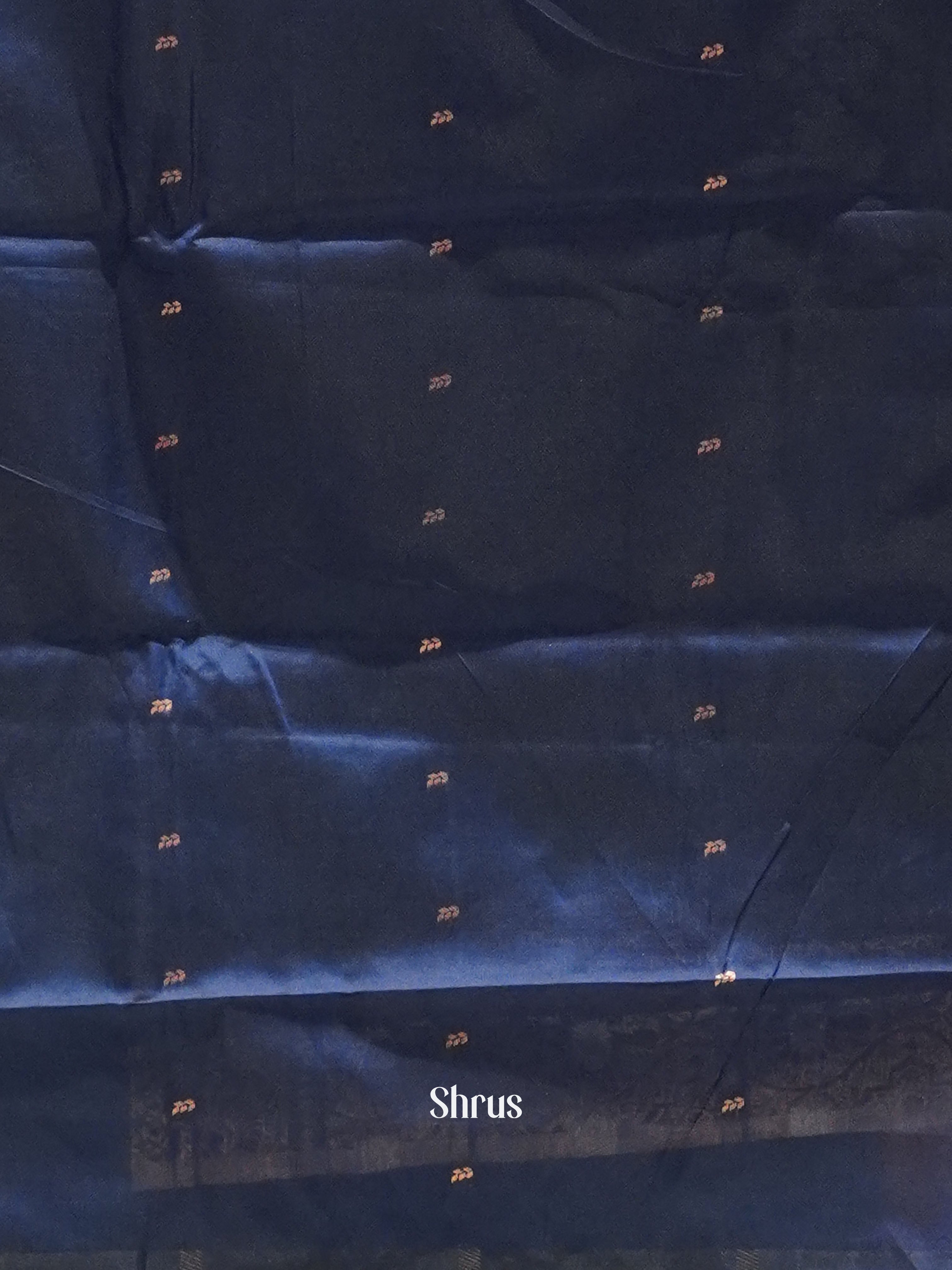 Navy Blue(Single Tone) - Semi Softsilk Saree